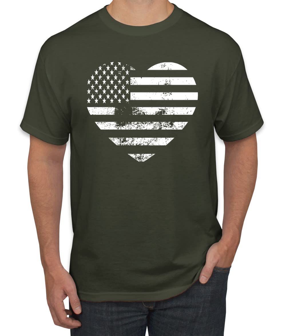 Wild Bobby USA Flag Heart Patriotic Men's Graphic T-Shirt - American Pride Casual Wear for 4th of July & Veterans Day