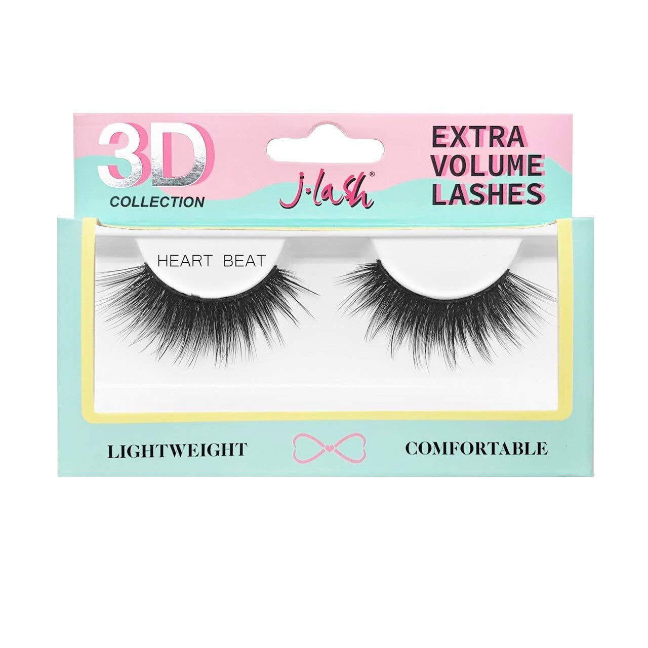 J-Lash 3D Collection Extra Volume Lashes (Heart Beat) - Natural Looking False Eyelashes for Dramatic Eye Makeup - Perfect for Parties, Weddings & Special Occasions