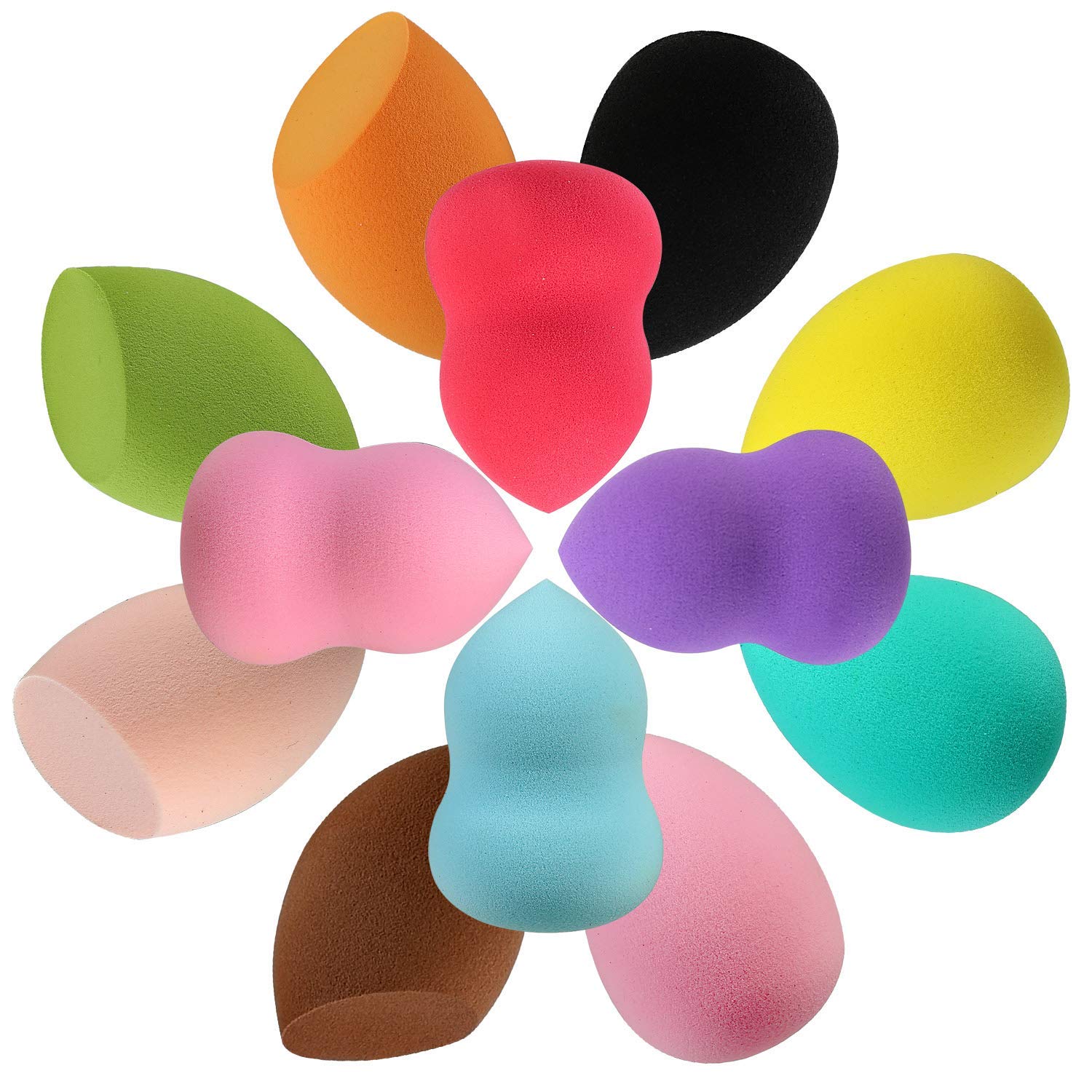 Professional Dry & Wet Makeup Sponge Set - 12 Pcs Beauty Blender for Liquid, Cream & Powder Foundation | Multi-Colored Cosmetic Sponges for Flawless Blending | Perfect for Everyday Makeup, Travel & Professional Use