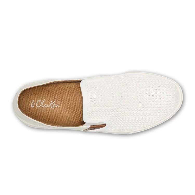 Olukai Pehuea Women's Slip-On Sandals - Comfortable & Stylish White Beach Shoes for Walking, Travel & Casual Wear