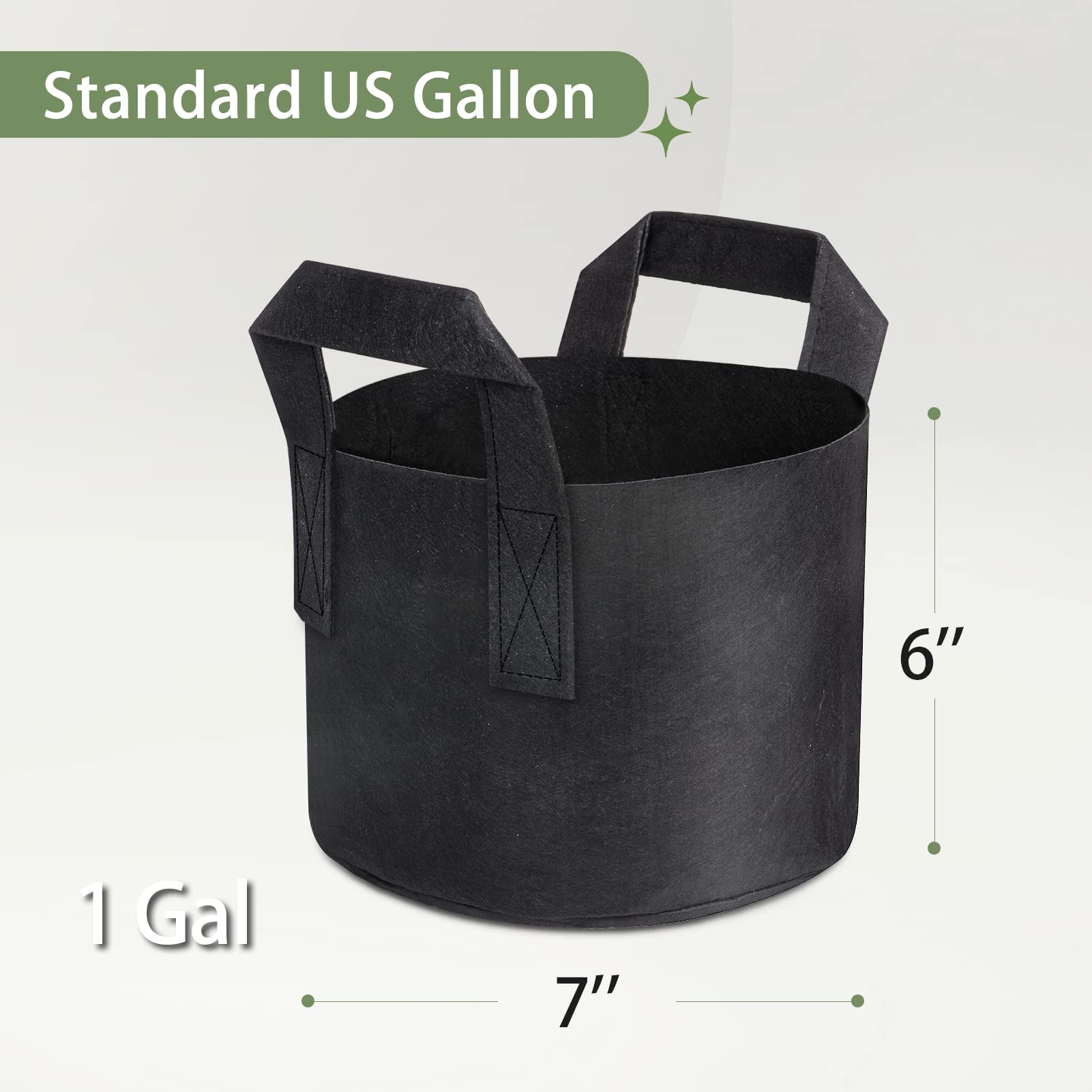GreatBuddy 1 Gallon Grow Bags 6-Pack - Thick Fabric Plant Pots with Sturdy Handles & Reinforced Stitching - Includes Free Labels (Black) - Ideal for Indoor/Outdoor Gardening, Vegetables, Herbs & Flowers