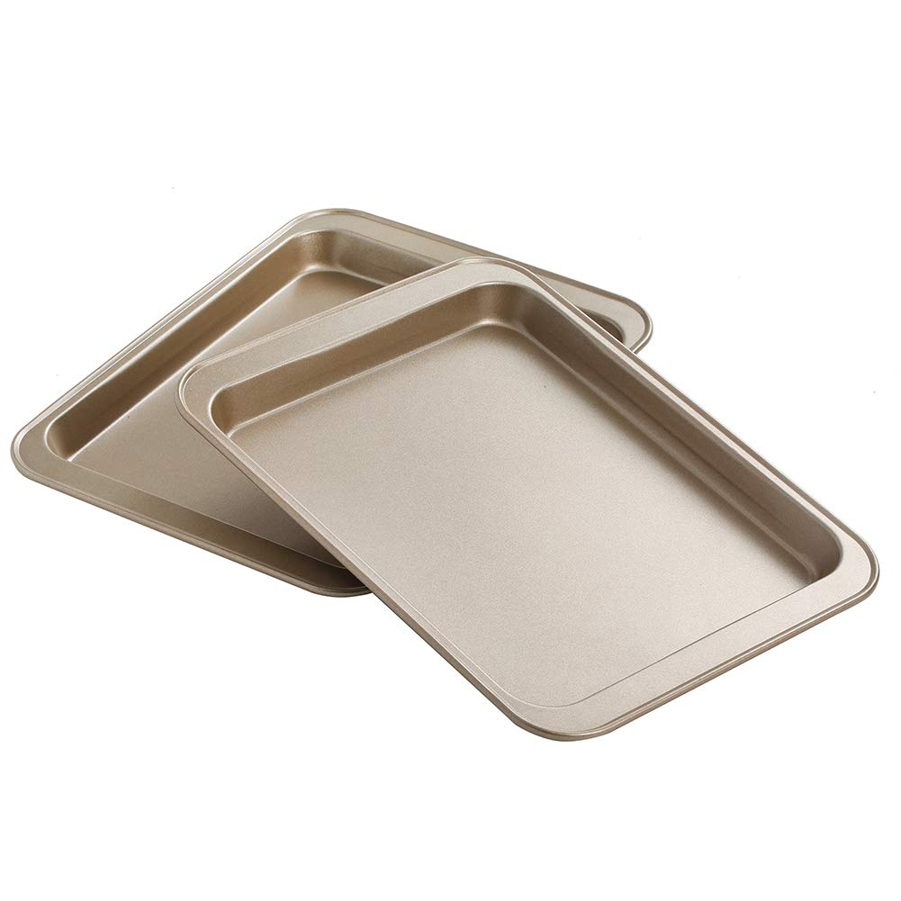 Non-Stick Baking Sheet Set - Quarter & Half Sheet Pans, Cookie Sheets, Jelly Roll Pan for Toaster Oven - Perfect for Cookies, Cakes, Roasting & Meal Prep - Walooza Premium Bakeware Collection