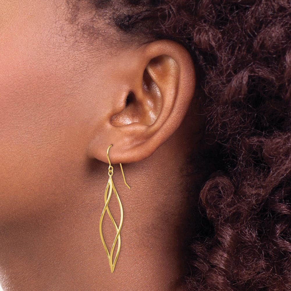 14k Yellow Gold Black Bow Dangle Earrings for Women - Elegant Party Jewelry
