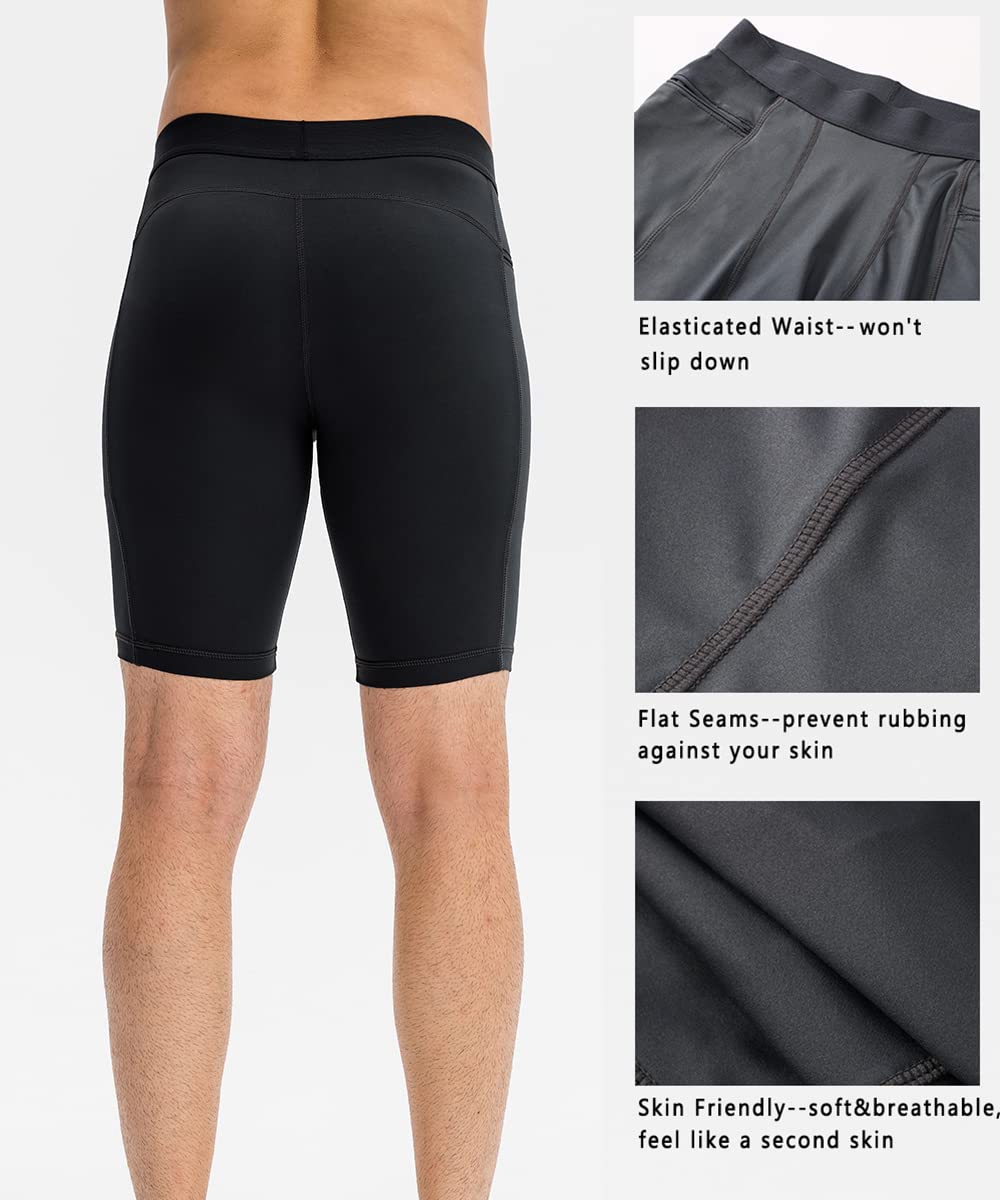 Men's Compression Shorts with Pockets - Breathable Running & Workout Shorts for Athletic Performance - Gym, Marathon & Sports Activities