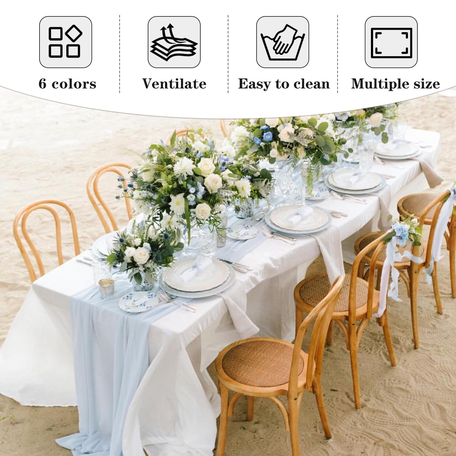 Premium White Tablecloths for Rectangle Tables - 6 Pack (70