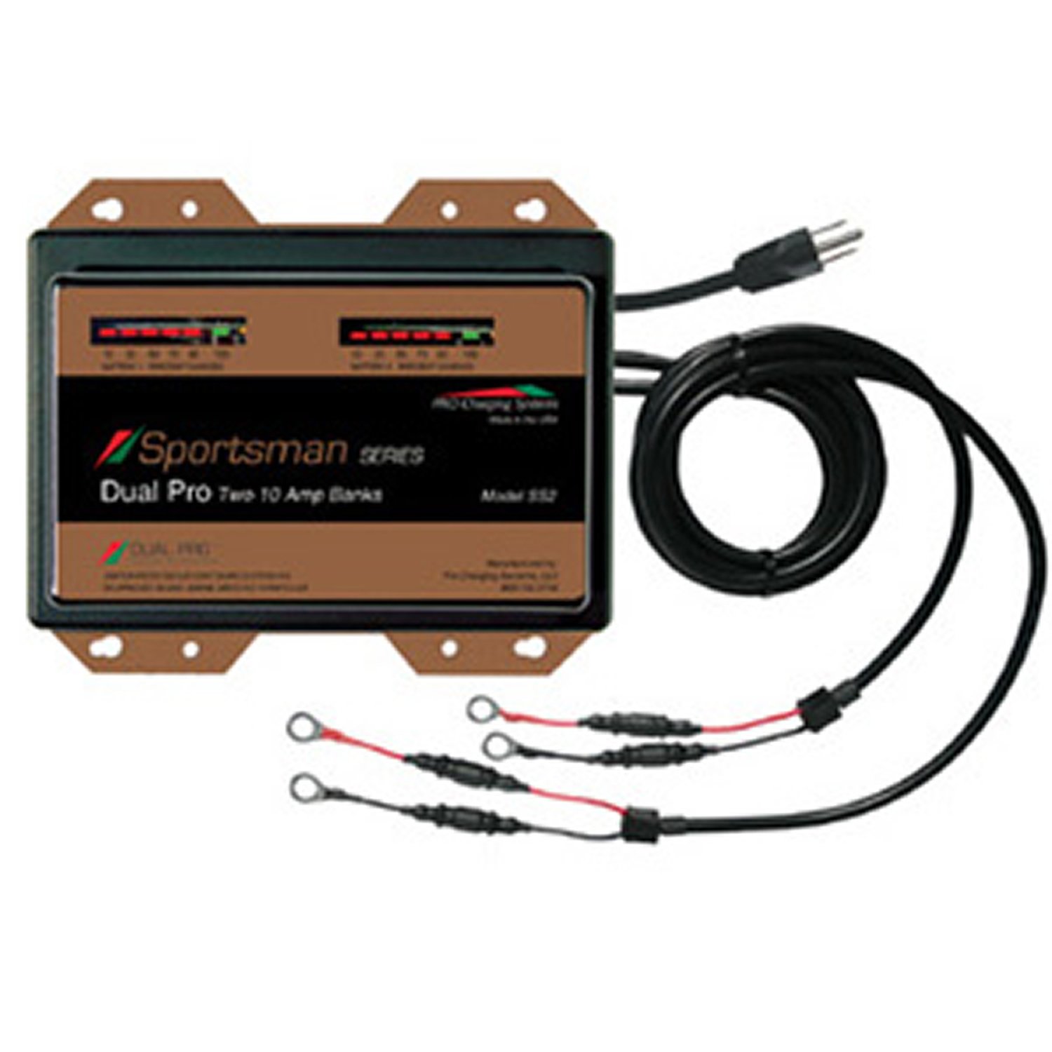 Dual Pro 10 Amp/Bank Sportsman Series 2 Bank Battery Charger - Perfect for Marine, RV, and ATV Battery Maintenance