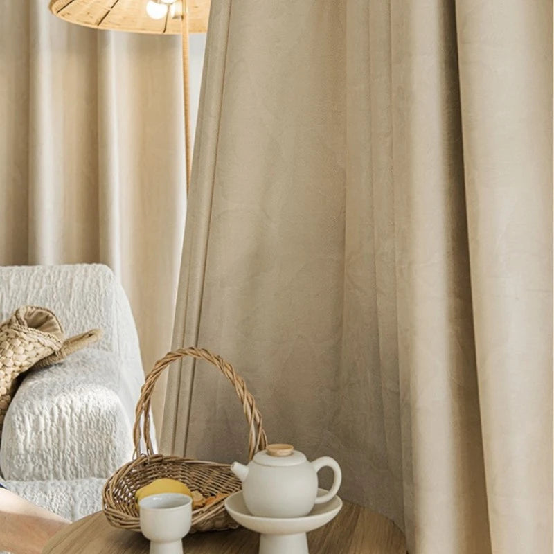 Luxury Velvet Leaf Embossed Blackout Curtains for Bedroom - Custom Room Darkening Drapes for Living Room, Nursery & Home Decor
