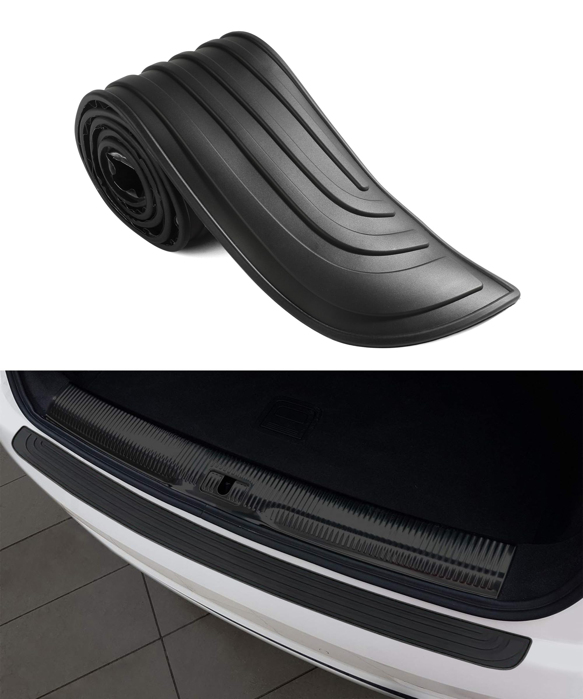 Premium Car Bumper Guard - Heavy Duty Rubber Rear Bumper Protector for Vehicles, Anti-Slip Impact Protection Strip (35.43