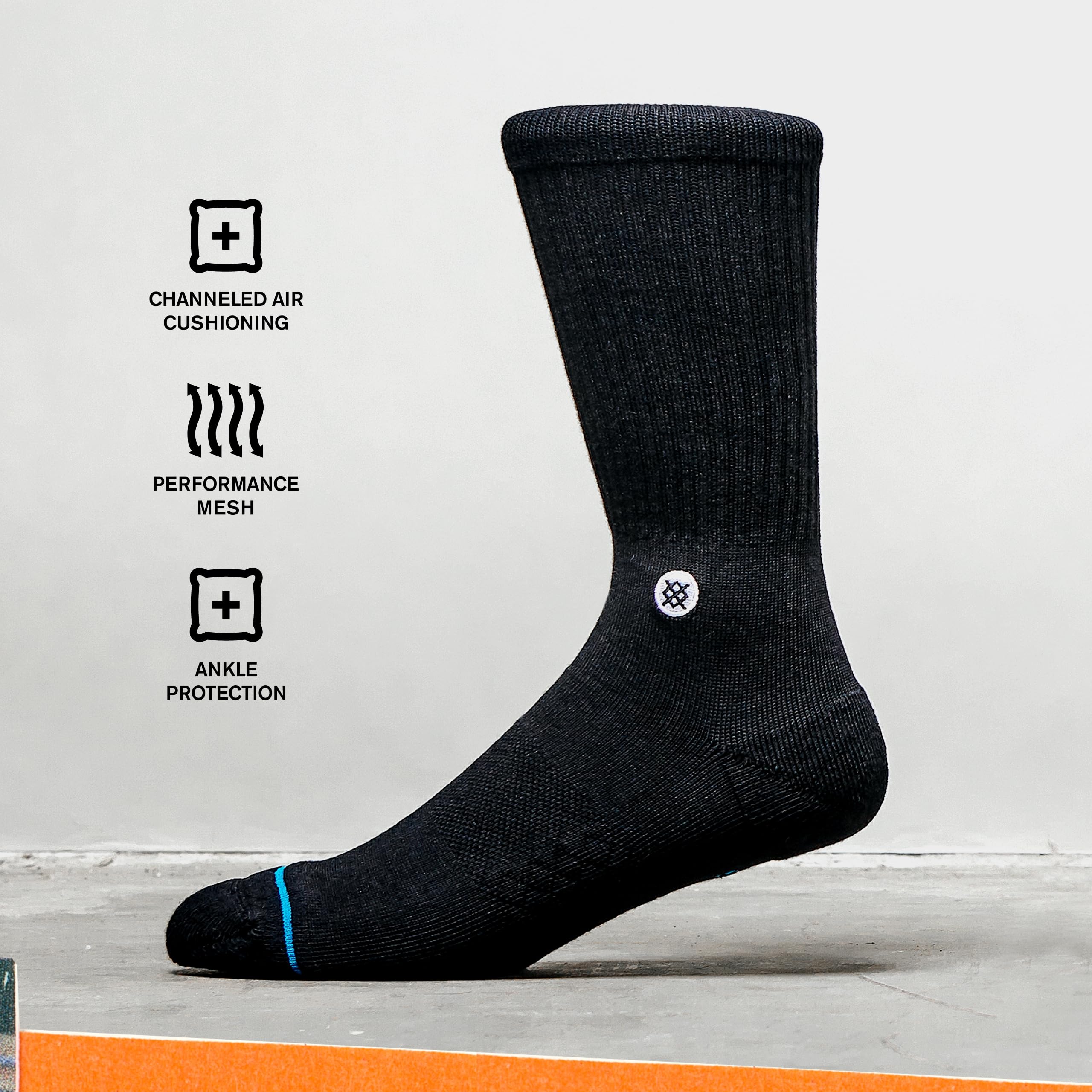 Stance Pack It Up Crew Socks for Men & Women - 3 Pairs Black Athletic Socks for Running, Hiking & Everyday Wear - Comfortable & Durable Performance Socks