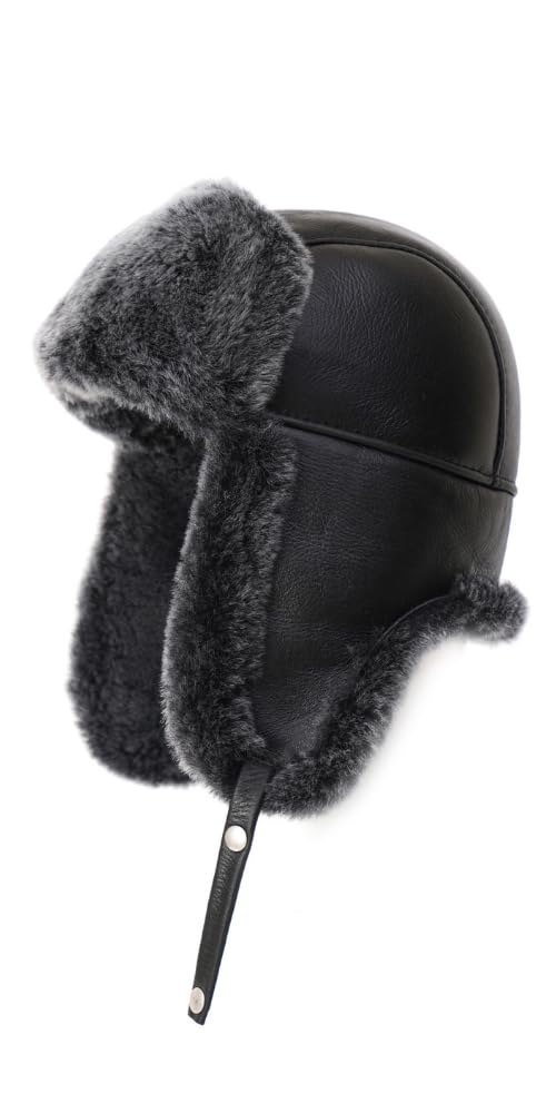 Ushanka Aviator Trapper Hat for Men & Women - Genuine Sheepskin Fur Russian Winter Hat with Earflaps - Warm Soviet Style Leather Hat for Outdoor Activities in 2024 - Perfect for Skiing, Snowboarding & Cold Weather Adventures
