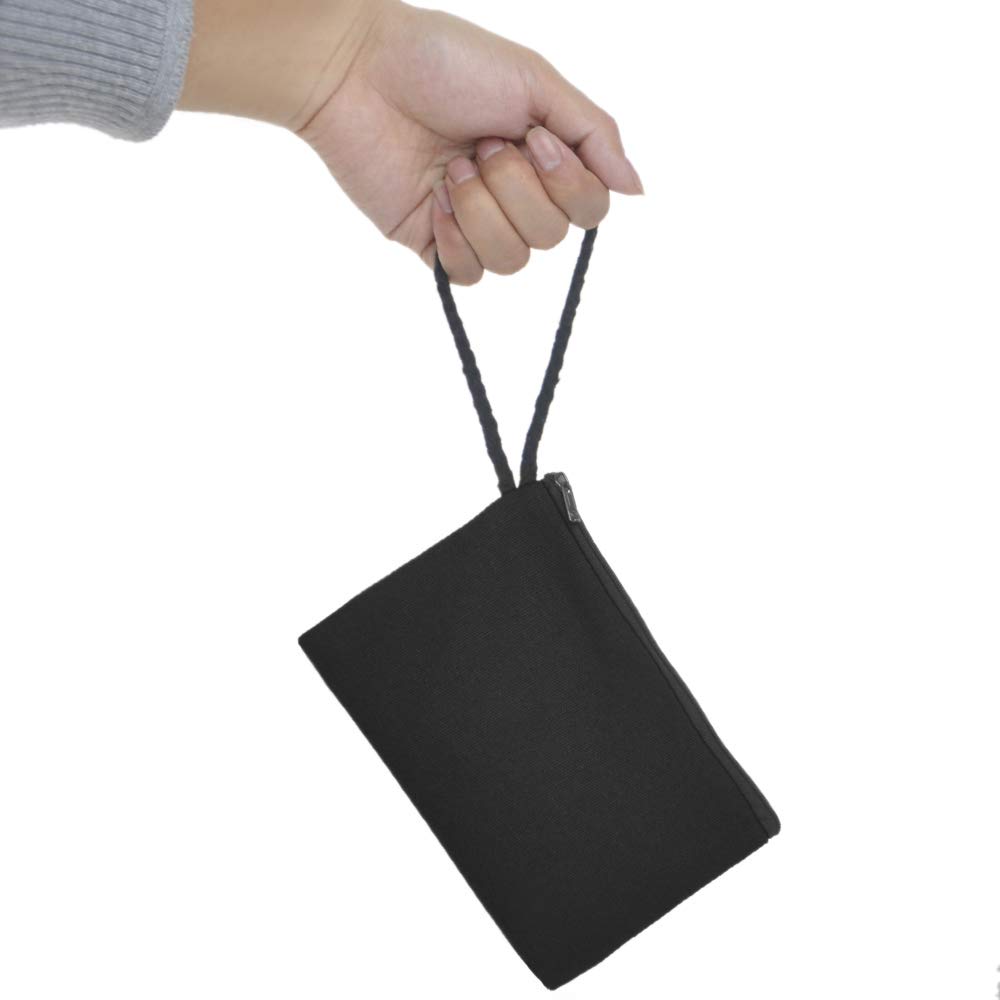 12 Pack Black Canvas Zipper Pouch Bags for DIY Crafts, School Supplies & Travel Organizers - 6.75 x 4.75 Inches - Perfect for Art Projects, Makeup Storage & Small Item Organization