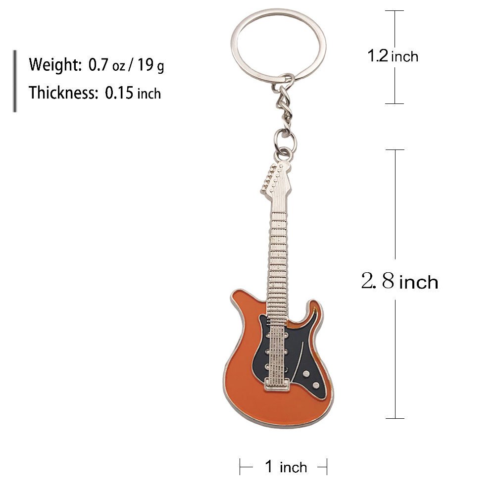 Mini Orange Electric Guitar Keychain for Men & Kids - High-End Bass Guitar Key Ring Holder - Perfect for Car Keys, Backpacks, and Music Lover Gifts