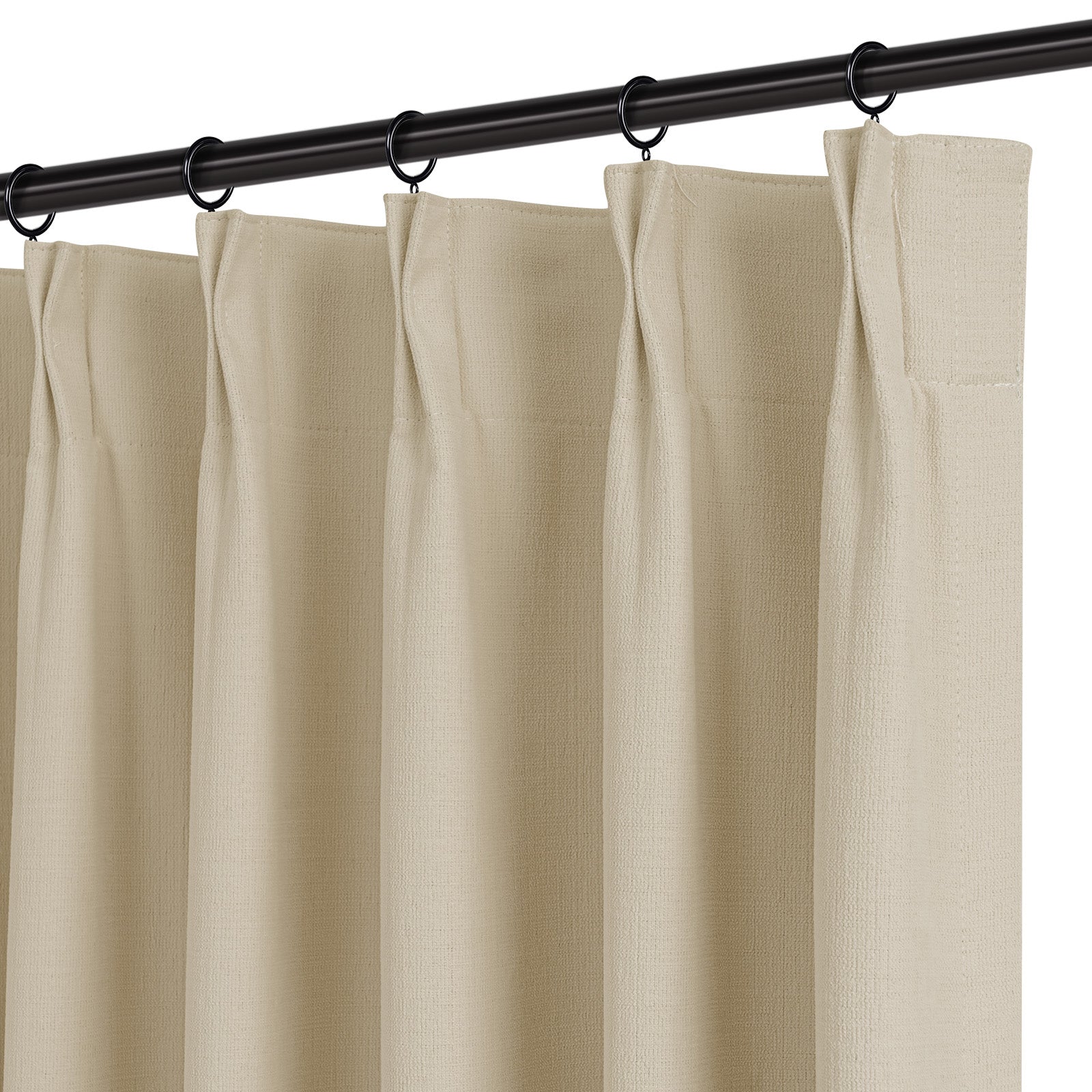 Seren Chenille Fog Grey Blackout Curtains - Heavyweight Thermal Insulated Drapes for Bedroom & Living Room - Noise Reducing & Light Blocking Window Treatments for Home Decor