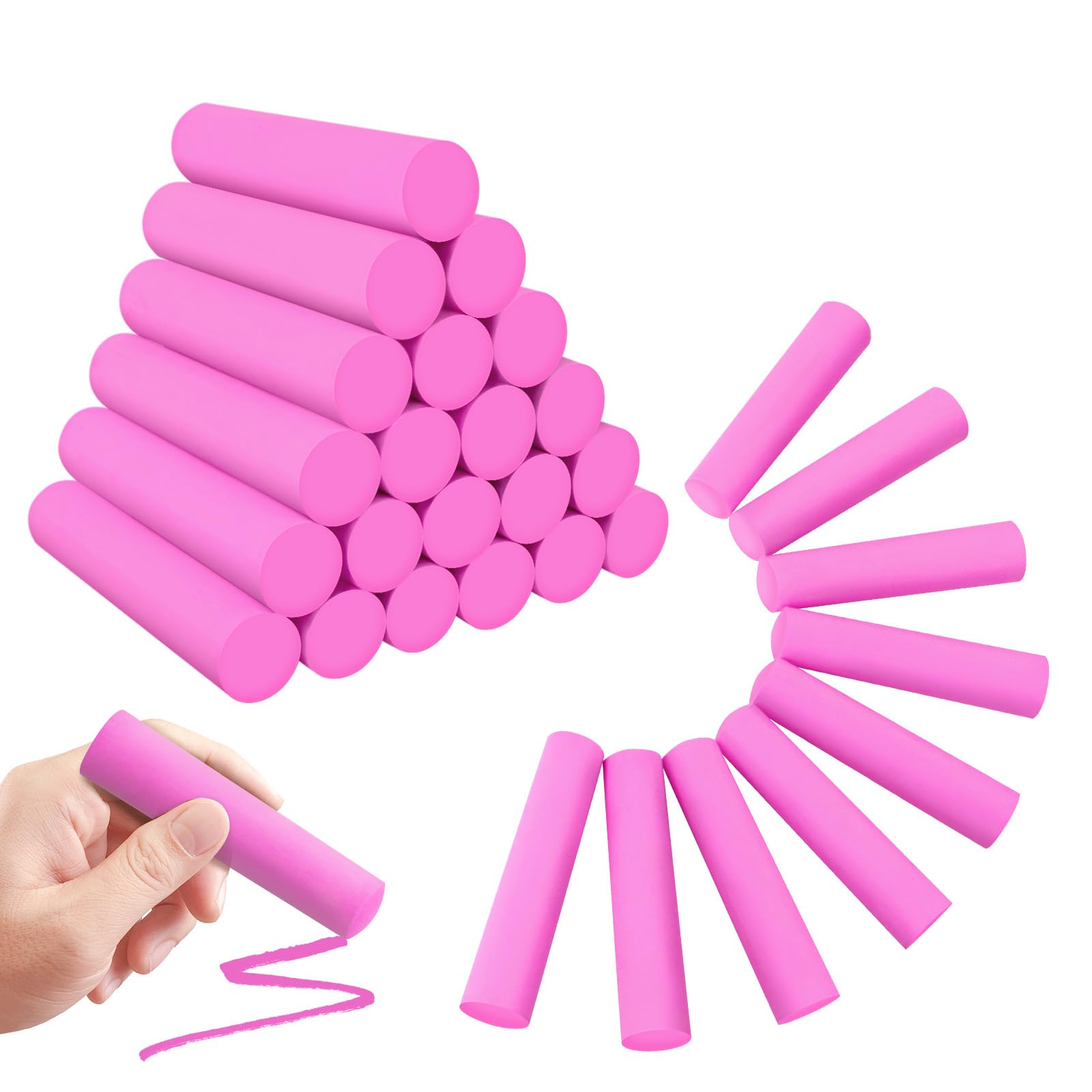 50 Pack Washable Non-Toxic Jumbo Sidewalk Chalk for Kids - Outdoor Art Play, Chalkboard & Blackboard Drawing, Playground Fun - Vibrant Colors (Rose) - Perfect for Birthday Parties, School Activities & Summer Outdoor Games