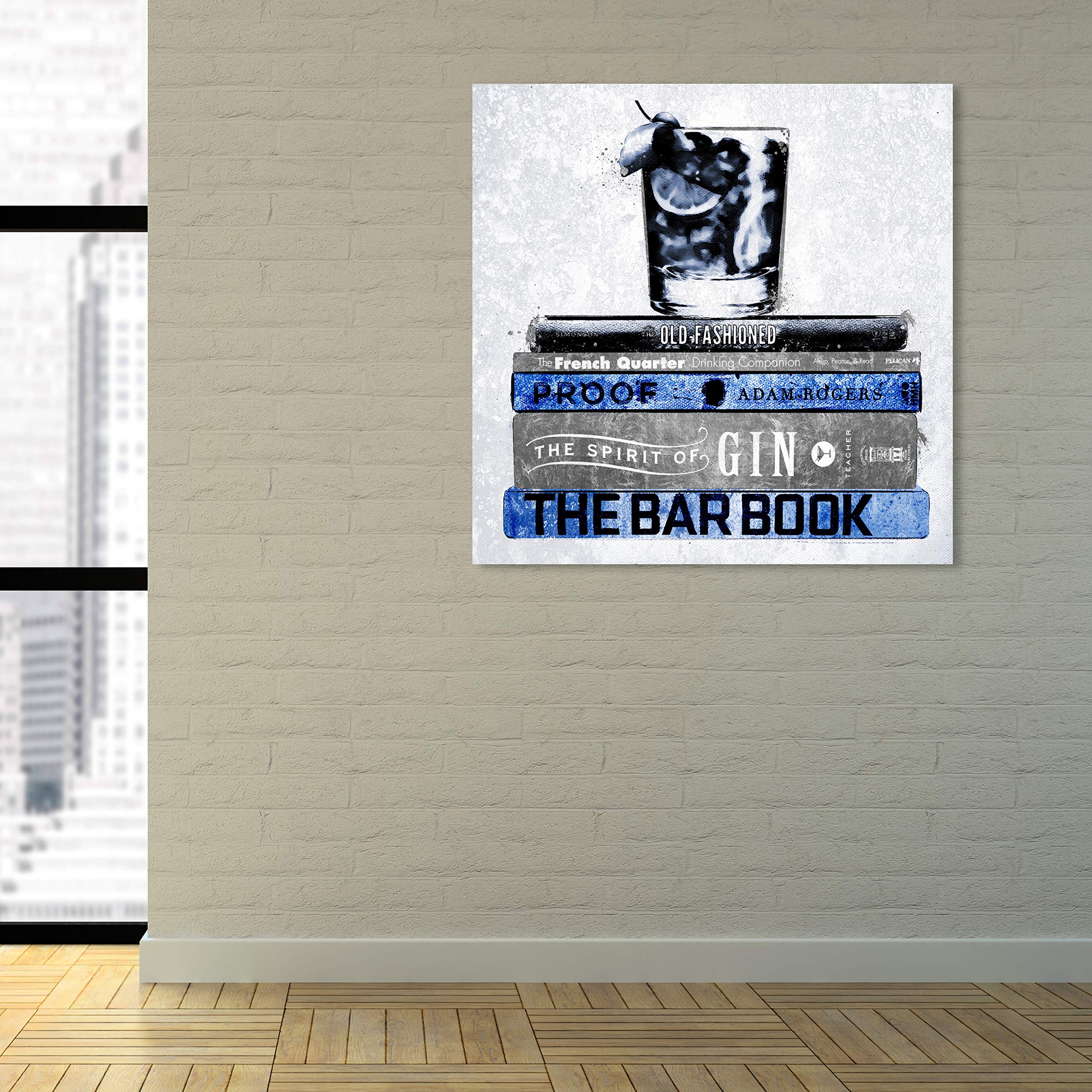 Luxe Bar Books Indigo Wall Art Canvas Print - 30