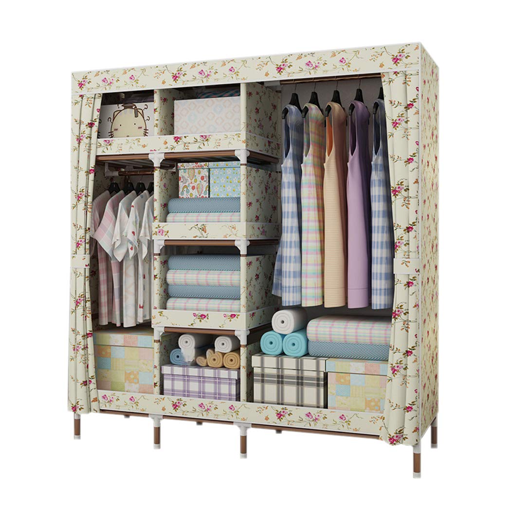 DPPAN Portable Wardrobe Closet Organizer with Shelves & Hanging Rod - 66x18x67 Inches (168x45x172cm) - Space-Saving Clothes Storage for Bedroom, Dorm, Apartment & Small Spaces - Perfect for Organizing Clothes, Shoes & Accessories