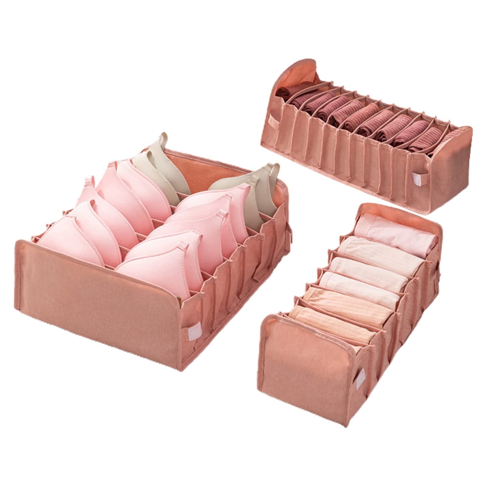 3-Piece Foldable Fabric Closet Organizer Set - US Storage Drawer Organizer for Bras, Socks & Underwear | Space-Saving Home Storage Solution for Dresser Drawers & Wardrobe Organization
