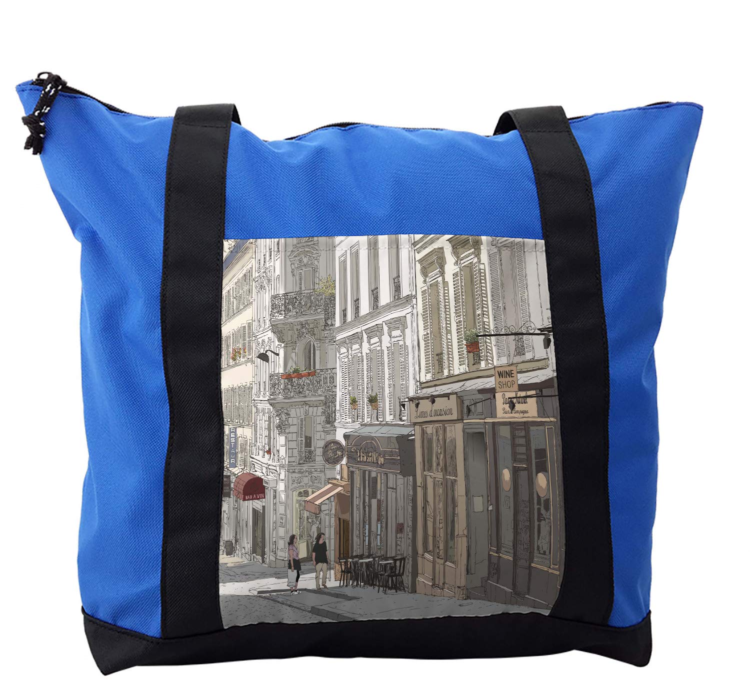 Lunarable Paris Themed Shoulder Bag - Stylish Travel & Tourist City Design, Durable Zipper Closure - Perfect for Sightseeing, Daily Commute & Weekend Getaways