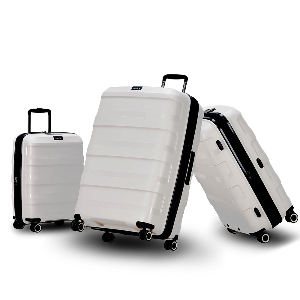 Tosca Comet Set of 3 Suitcases (29in, 25in, 20in) - Cobblestone Color - Lightweight Durable Luggage for Travel, Business Trips & Vacations
