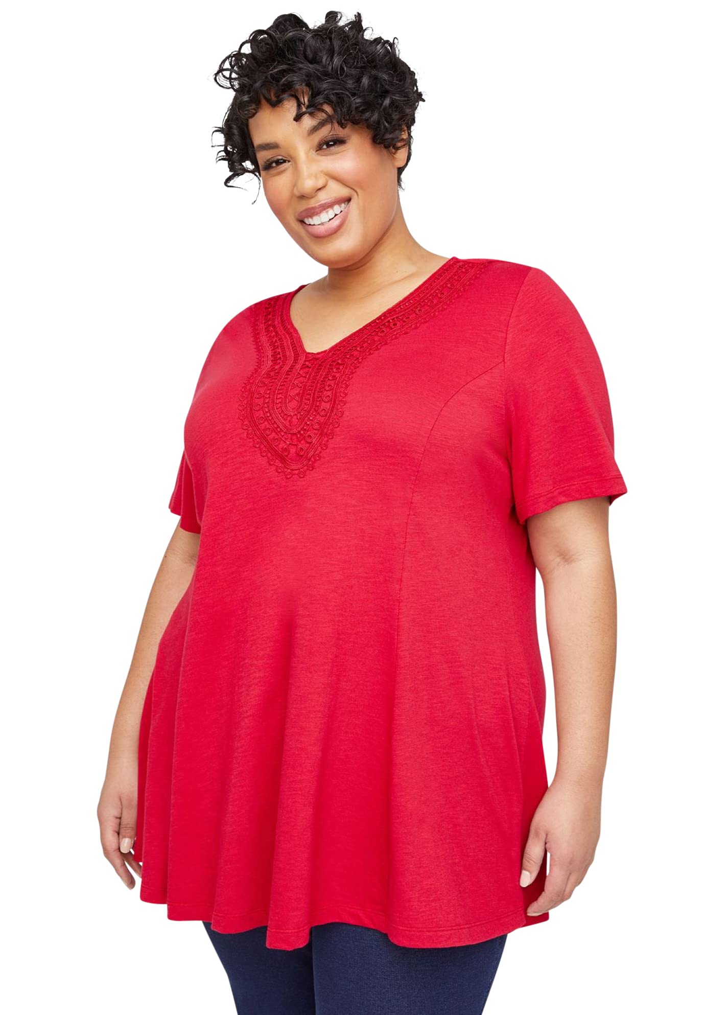 Catherine's Women's Plus Size Swing Tunic Top - Flowy Casual Blouse for Work & Weekend | Cottagecore Aesthetic Outfit for Curvy Women