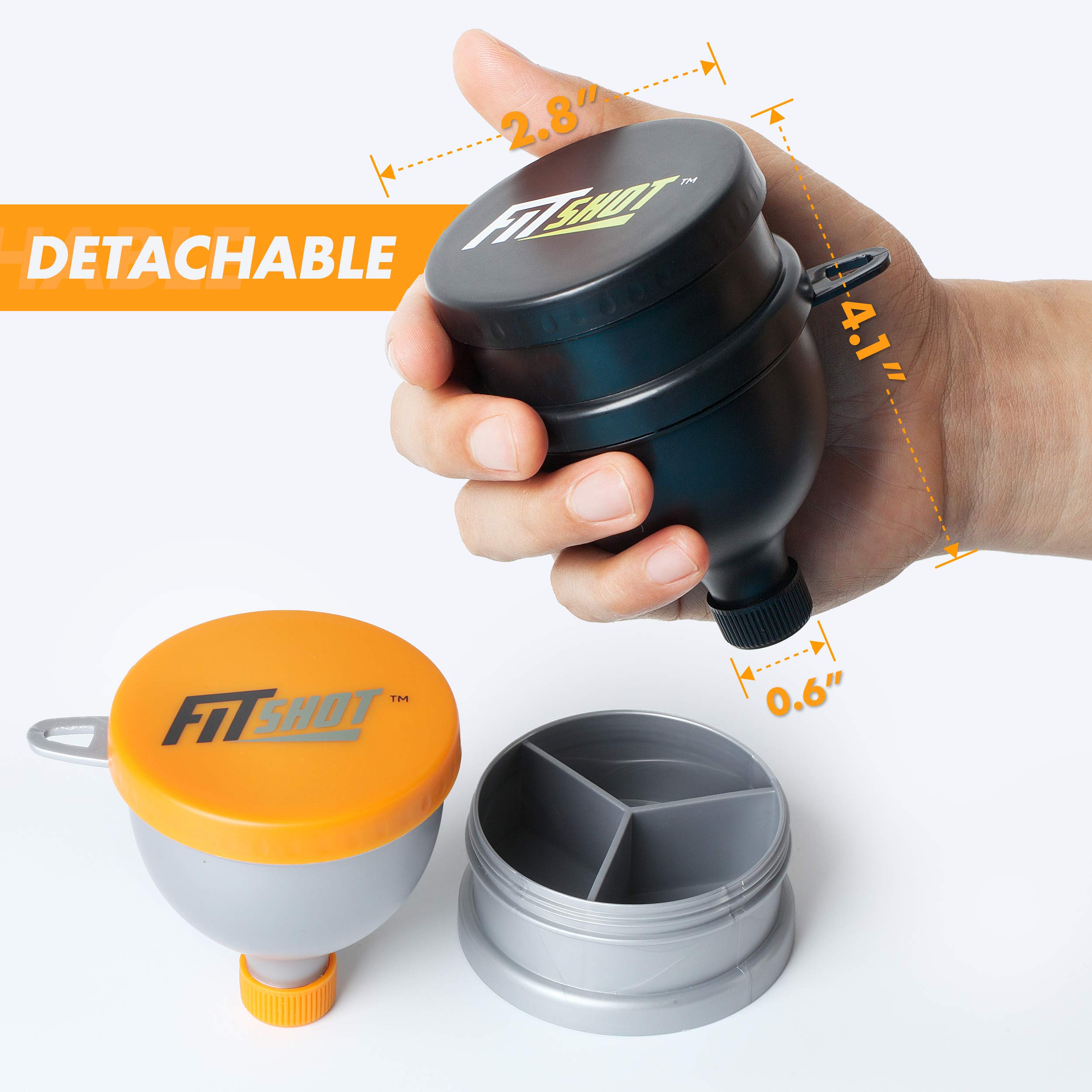 Premium Protein Powder Funnel Set - 4 Pack BPA-Free Supplement Funnels with Keychain & 120ml Pillbox | 2-in-1 Portable Design for Gym, Travel & Home Use | Ideal for Protein Shakes, Pre-Workout & Supplement Storage