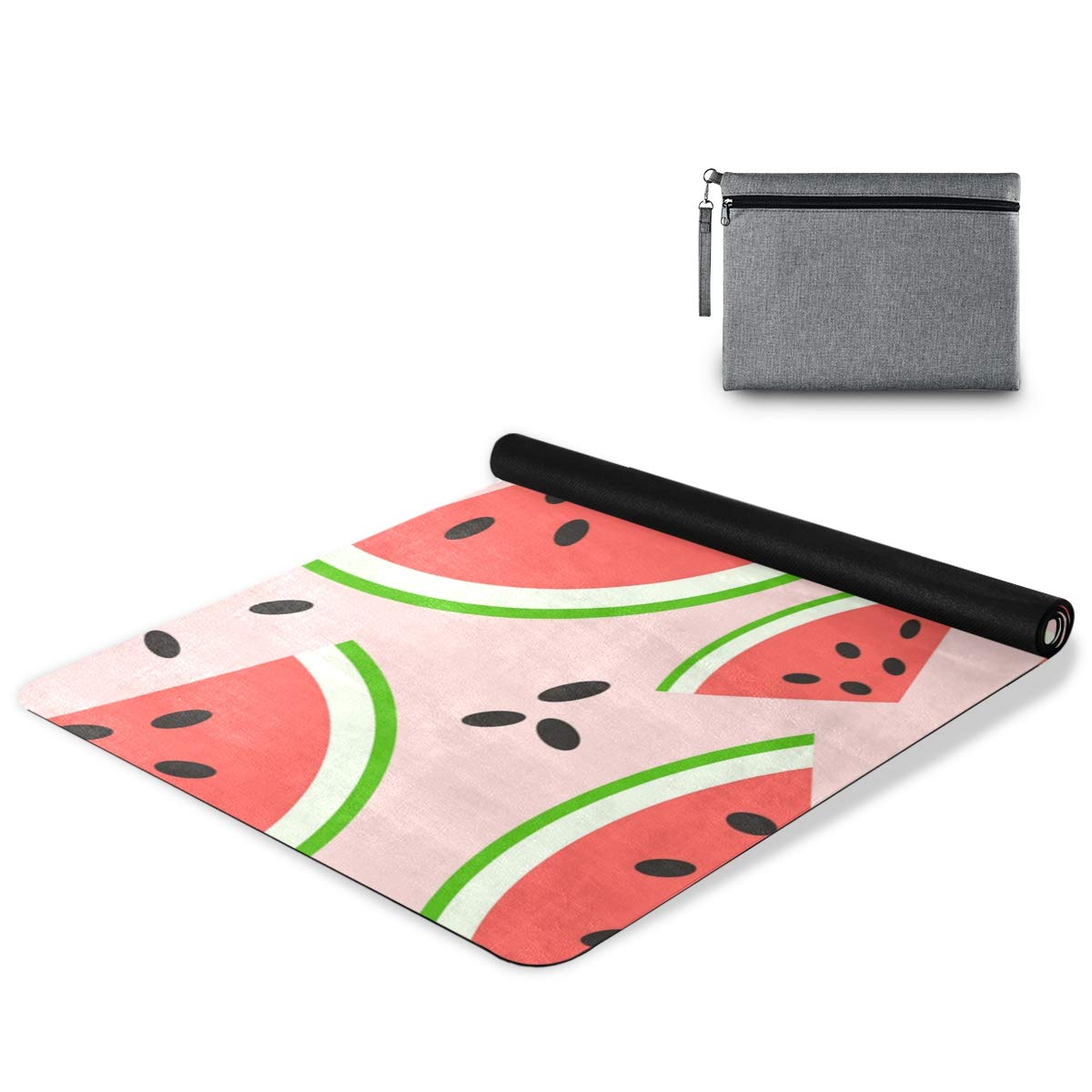 ALAZA Non-Slip Watermelon Slice Yoga Mat for Summer - Extra Thick Fitness Exercise Mat for Yoga, Pilates & Home Workouts - Perfect for Hot Yoga, Gym Sessions & Outdoor Training