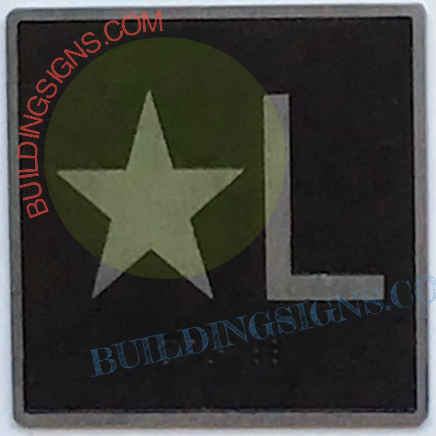 Cast Iron Elevator Floor Number Star L Sign - 4x4 Inch Black Background Jamb Plate for Elevators - Durable & Decorative - Perfect for Office Buildings, Hotels, and Commercial Spaces
