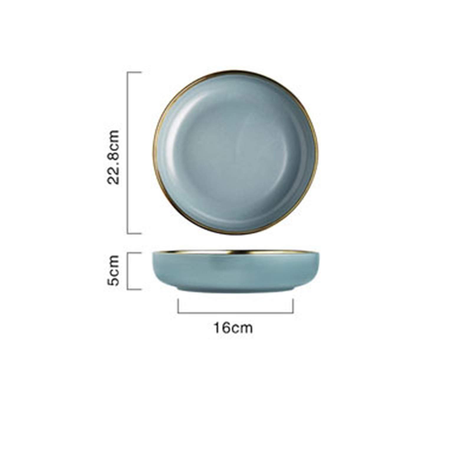 Golden Rim Ceramic Salad Bowls - 4-Piece Dinner Plates Set for Soup, Noodles, Steak & Western Cuisine | Elegant Kitchen Tableware for Restaurants & Home Dining (Color B)