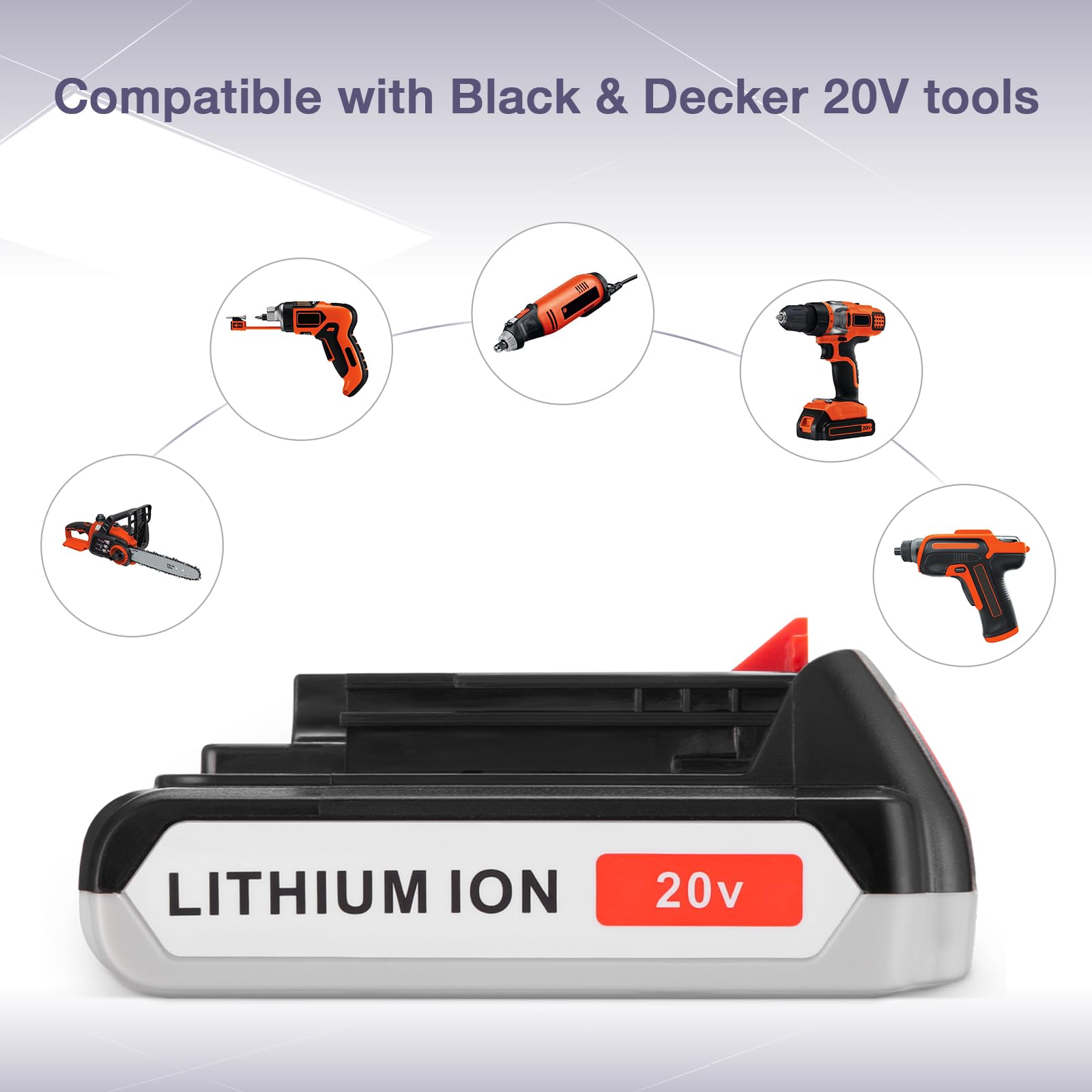 Original 20V 3.0Ah Replacement Battery with Charger Compatible for Black & Decker Power Tools - Perfect for Drills, Saws & Outdoor Equipment