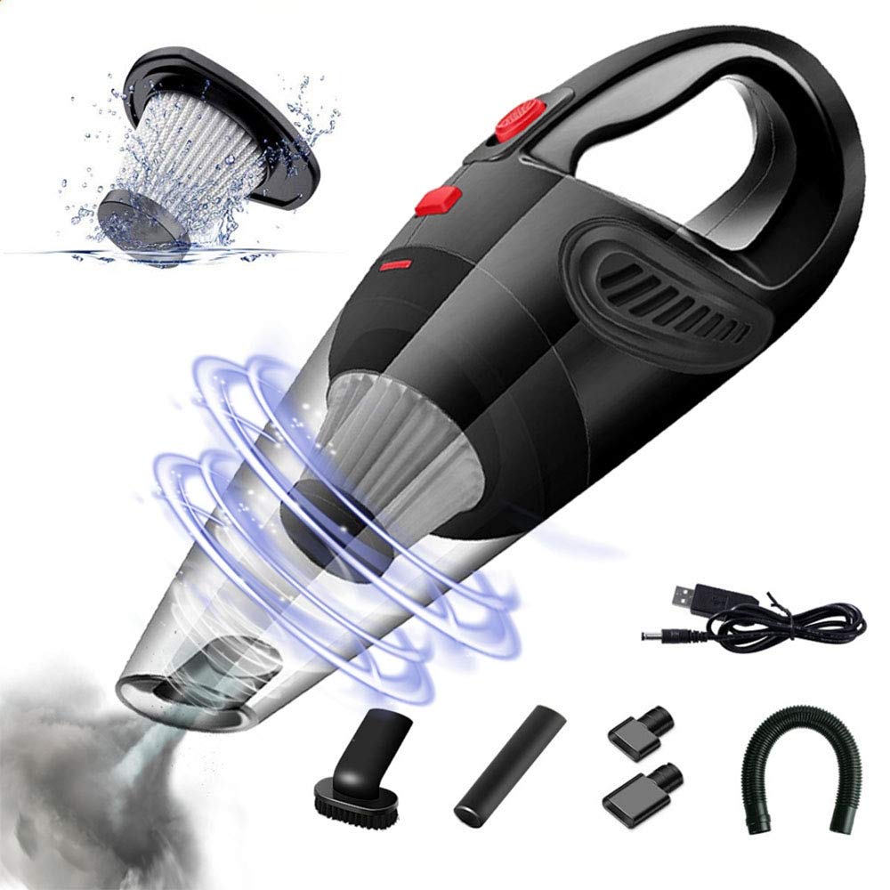 Cordless Handheld Car Vacuum Cleaner - Portable, Noise-Free & Powerful Suction with Quick Charge Technology | Ideal for Home, Car Interior & Pet Hair Cleaning | High Power Black Mini Vacuum