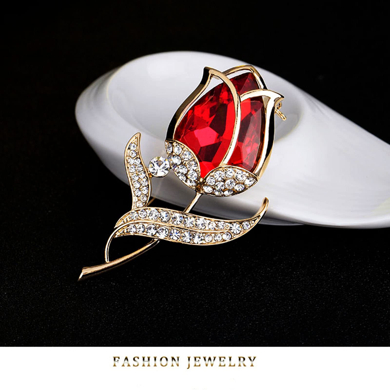 Enchanted Real Ruby Rose Brooch Gift Box - Handmade Eternal Preserved Red Rose in Jewelry Box for Christmas, Mother's Day & Anniversary - Perfect Romantic Gift for Her, Wedding Proposal, Valentine's Day & Special Occasions
