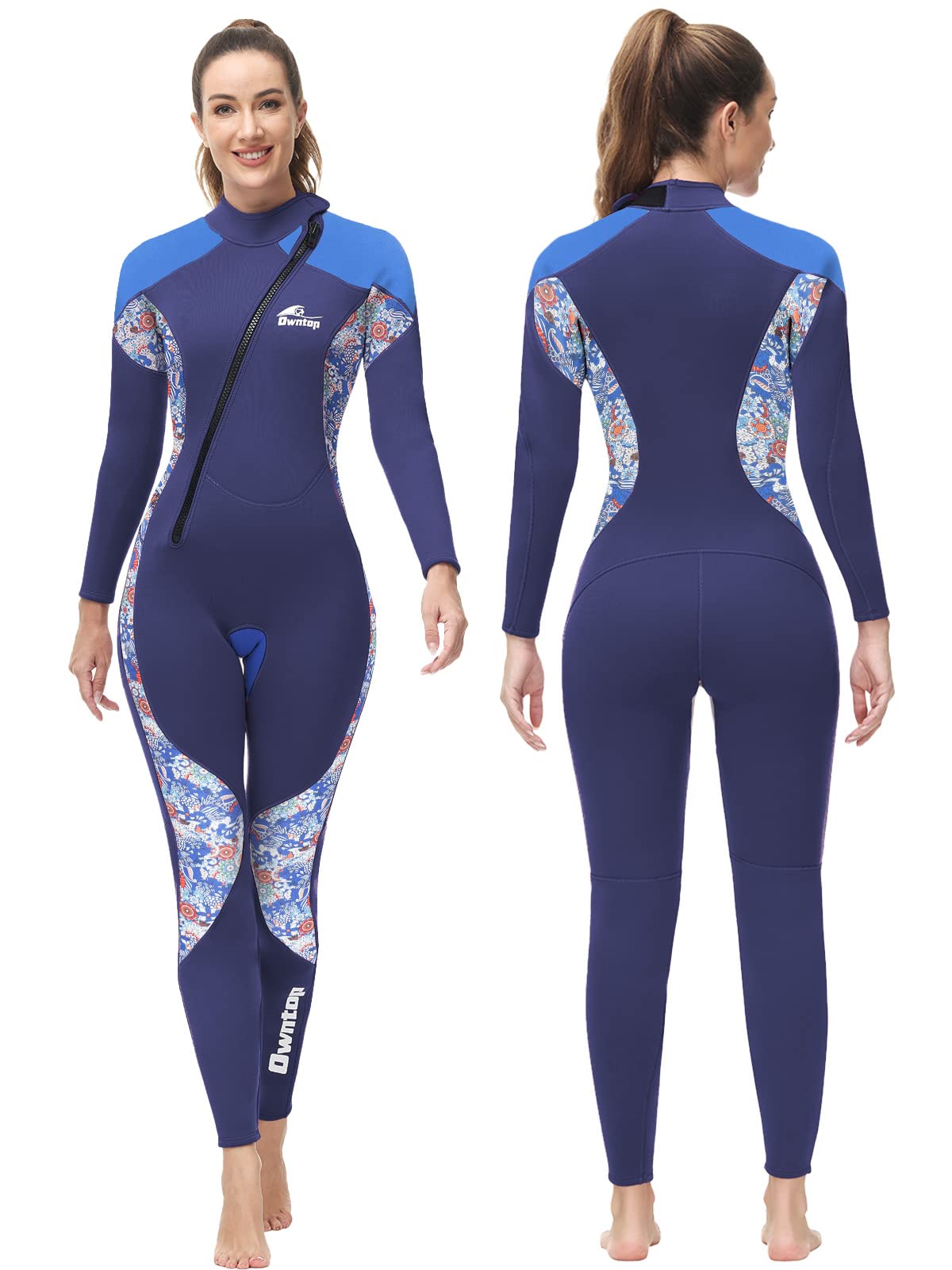PROTAURI 3MM Women's Wetsuit - Thick Neoprene Full Body Diving Suit with Front Zip for Cold Water Warmth - Long Sleeve UV Protection Swimsuit for Surfing, Scuba Diving, Snorkeling & Swimming - Perfect for Ocean Adventures and Water Sports