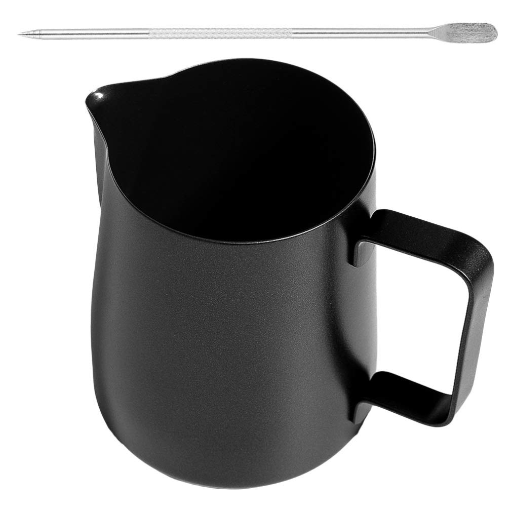 DOITOOL 12oz Stainless Steel Milk Frothing Pitcher - 350ML Barista Coffee Frother Cup for Latte Art, Cappuccino & Hot Chocolate with Art Pen - Perfect for Home Coffee Makers & Professional Baristas