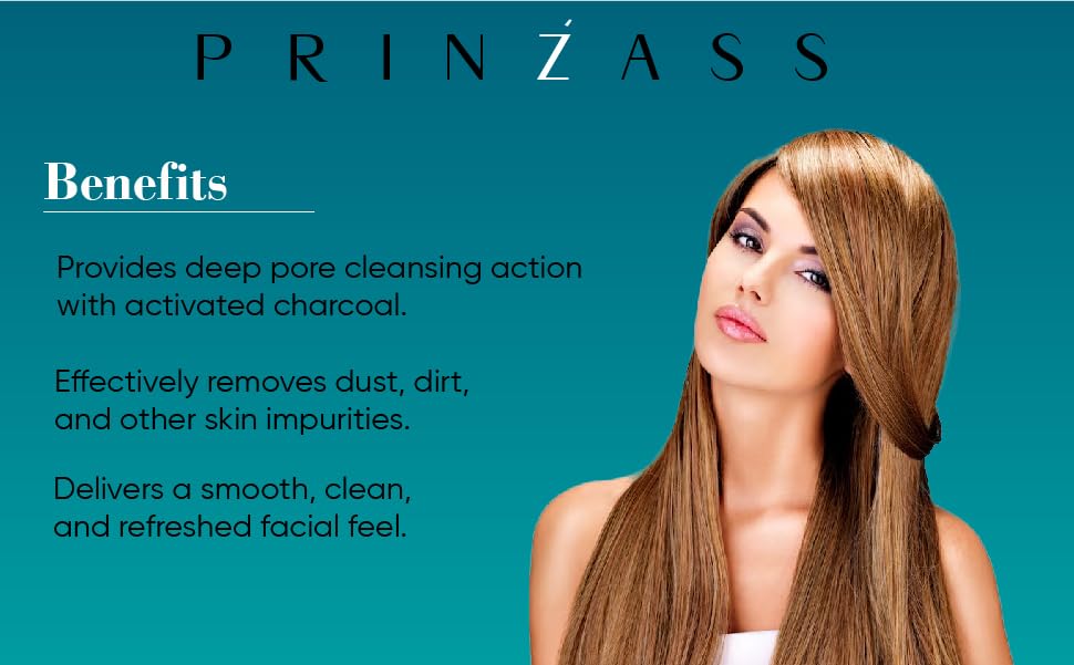Prinzass Charcoal Face Wash for Men & Women - Deep Cleansing Activated Charcoal Facial Cleanser with Oil Control & Anti-Pollution Properties | 100ml | Perfect for Daily Skincare Routine & Acne-Prone Skin