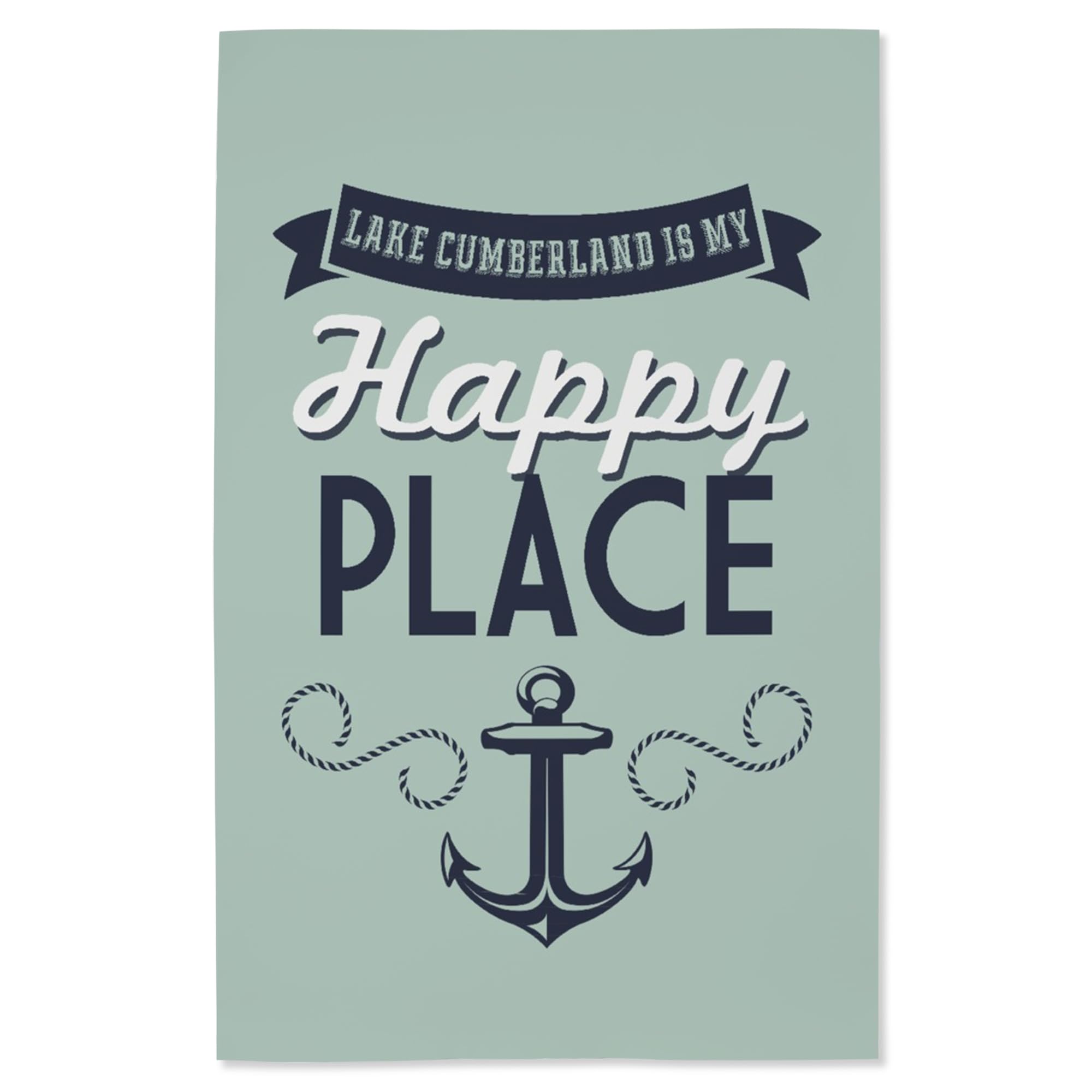 Lantern Press 16x24 Inch Giclee Art Print - Lake Cumberland Kentucky Landscape Wall Decor with Anchor Design (Blue on Green) - Perfect for Living Room, Bedroom or Office Wall Art