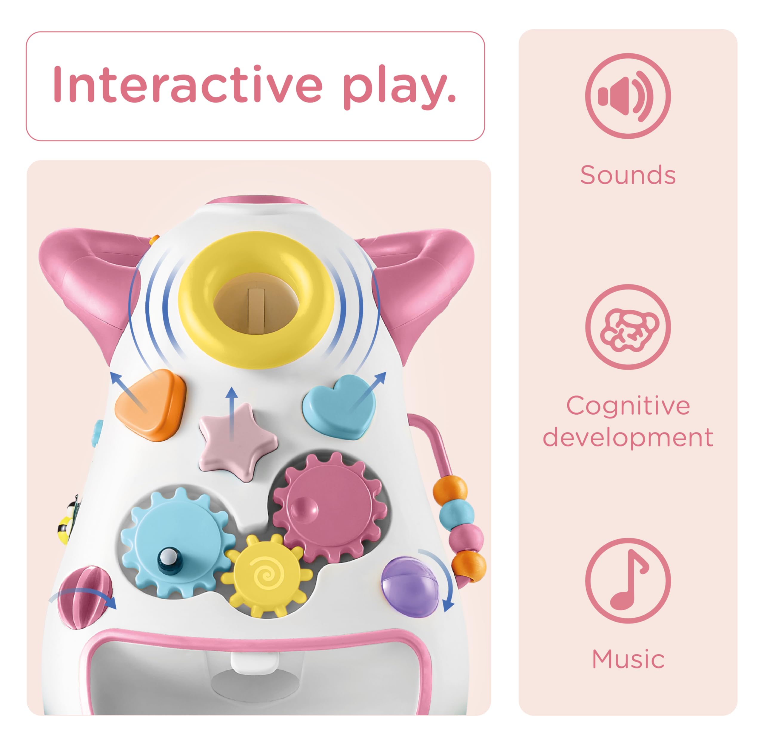 Montessori Baby Walker Toy for Toddlers - Interactive Push Toy with Soft Music & Lights, Adjustable Speed & Non-Slip Wheels | Educational Learning Activity Center for Early Childhood Development | Perfect for Home, Daycare & Preschool Playtime