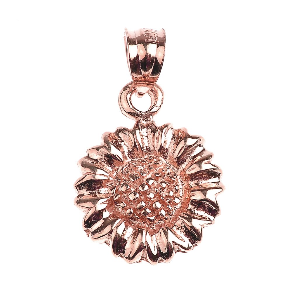 14k Rose Gold Sunflower Necklace - Elegant Gift for Women