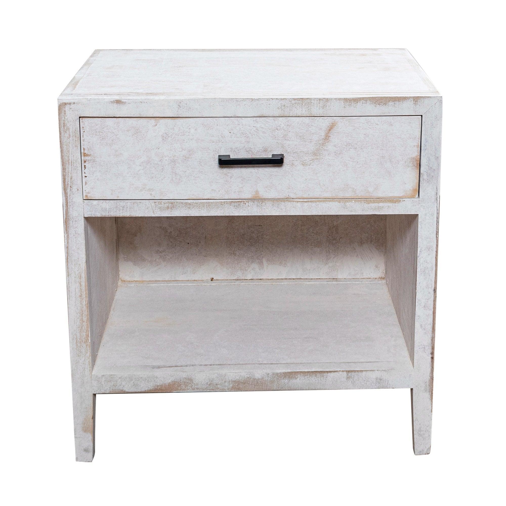 Modern White Solid Wood Nightstand with 1 Drawer - Classic Bedside Table for Bedroom, Living Room & Office - Stylish Storage & Decor
