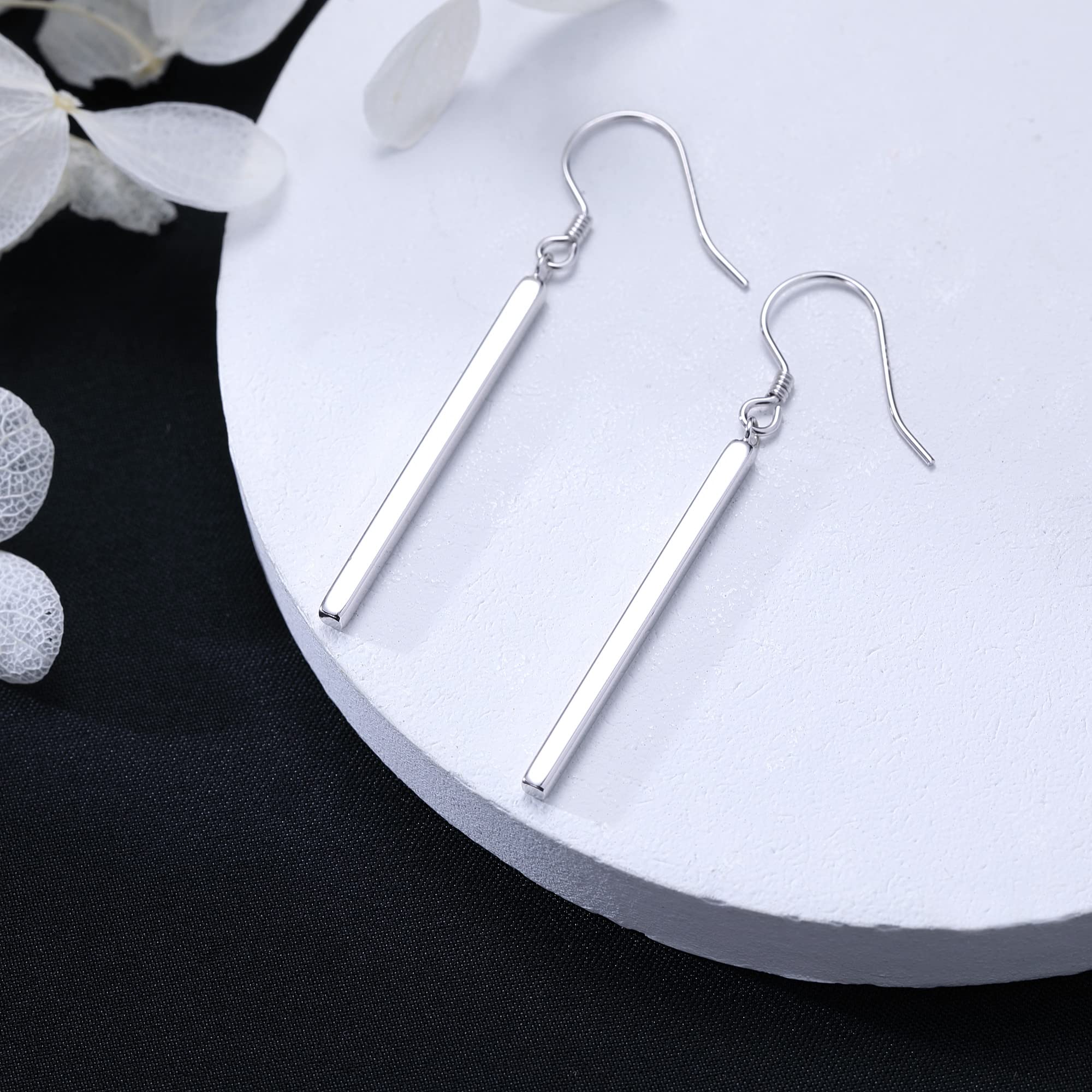 SLUYNZ Solid 925 Sterling Silver Minimalist Bar Drop Earrings - 2CM & 3CM Vertical Dangle Earrings for Women & Teens | Everyday Wear, Office, Party & Special Occasions