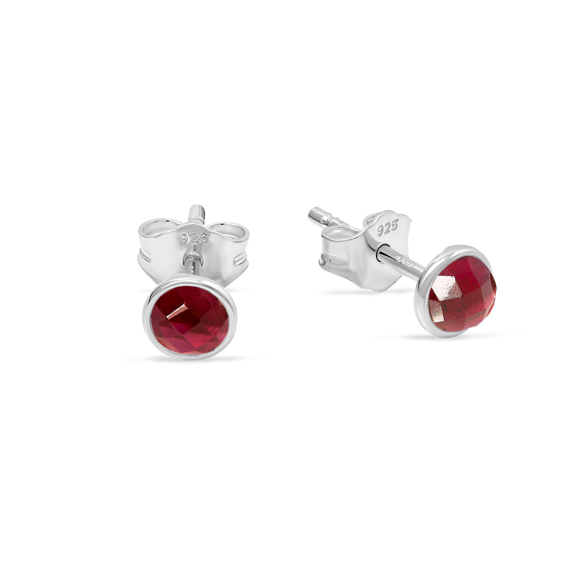 Elegant Round Garnet Stud Earrings for Women - Perfect for Everyday Wear, Parties & Gifts | Hypoallergenic Sterling Silver