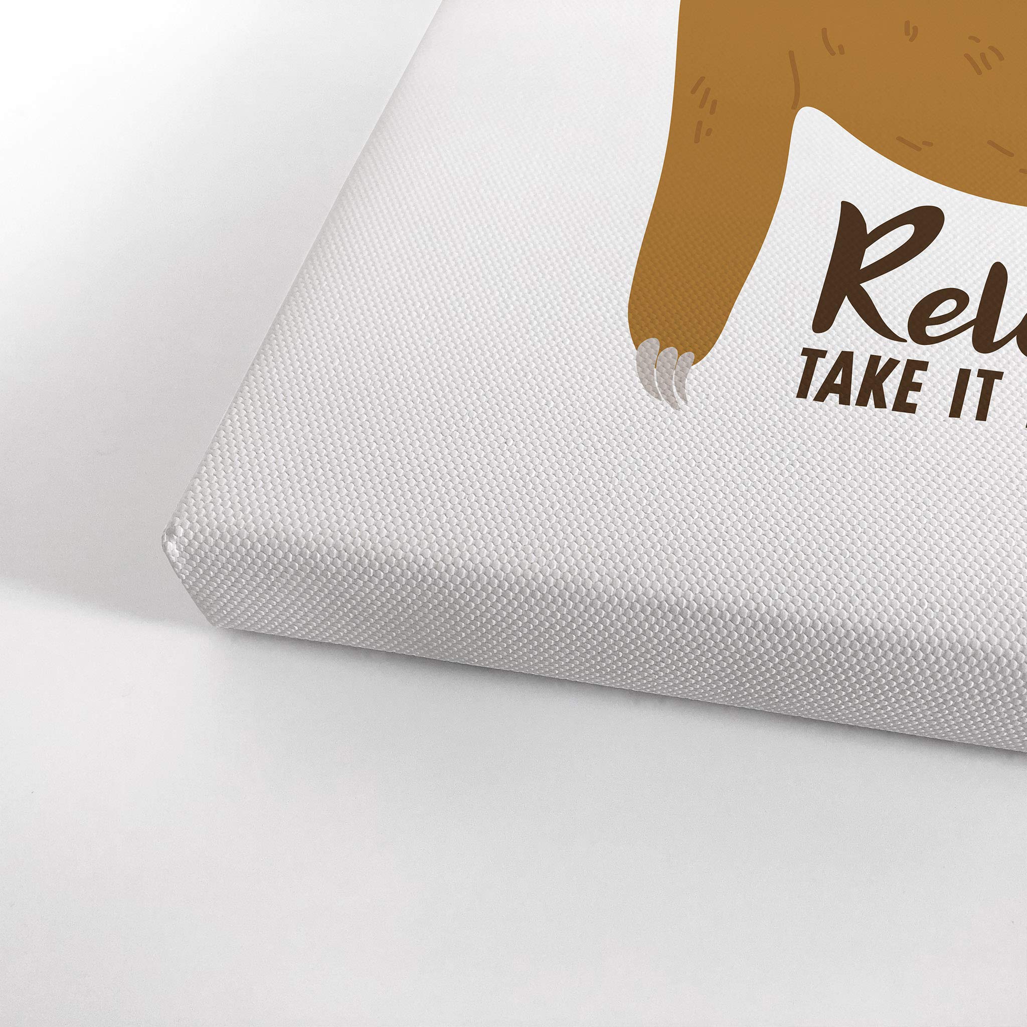 Smile Art Design Sloth 'Relax Take It Easy' Quote Canvas Wall Art - 40x30 Inch Nursery Decor, Kids Room Decor, Baby Room Decor (Made in USA, Rolled Canvas Print) - Perfect for Bedrooms, Playrooms & Cozy Spaces