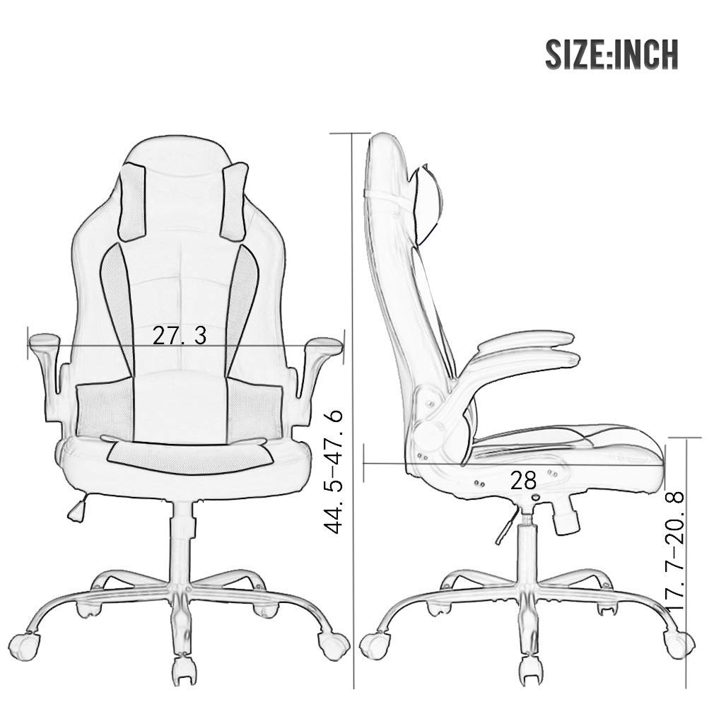 Premium Ergonomic Gaming Chair with Massage & Lumbar Support - Heavy Duty Racing Office Chair with Adjustable Flip-Up Arms & Headrest - Perfect for Home Office, Gaming Setup & Workstation - Blue