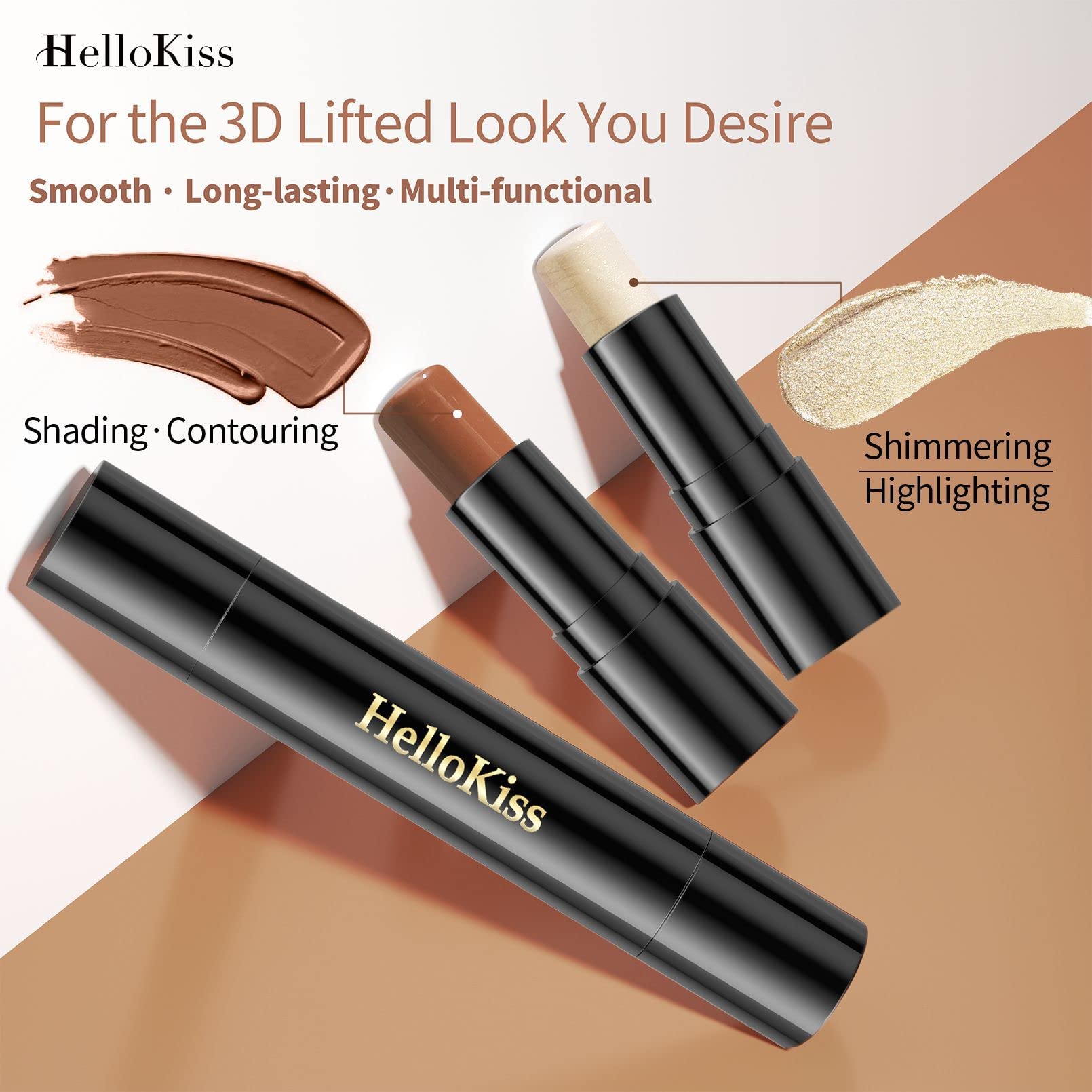 OCHILIMA 2 in 1 Contour Stick Foundation & Concealer - Creamy Highlighter, Bronzer & Shimmer Makeup Pen for Face Brightening & Contouring - Ideal for Everyday Makeup & Professional Beauty Looks - Shade 01