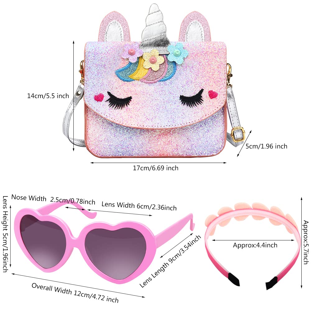 Unicorn Crossbody Bag for Girls - Cute Toddler Purse with Flap & Accessories - Perfect for School, Parties & Travel