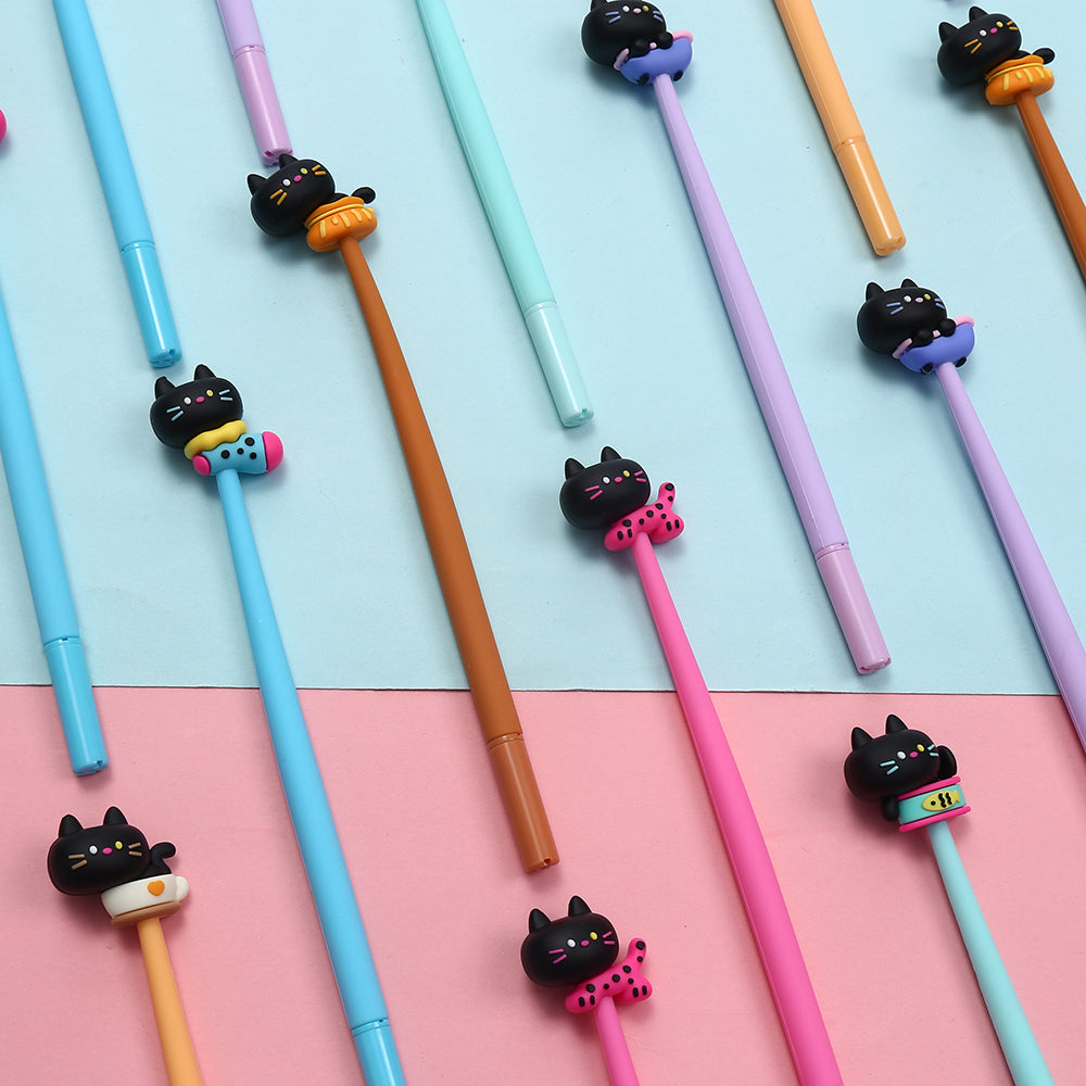 Black Cat Wiggle Gel Pen - Smooth Writing Gel Ink Pens for School, Office & Note Taking - Fun Wiggling Cat Design for Kids & Adults - Perfect for Journaling, Drawing & Gifts