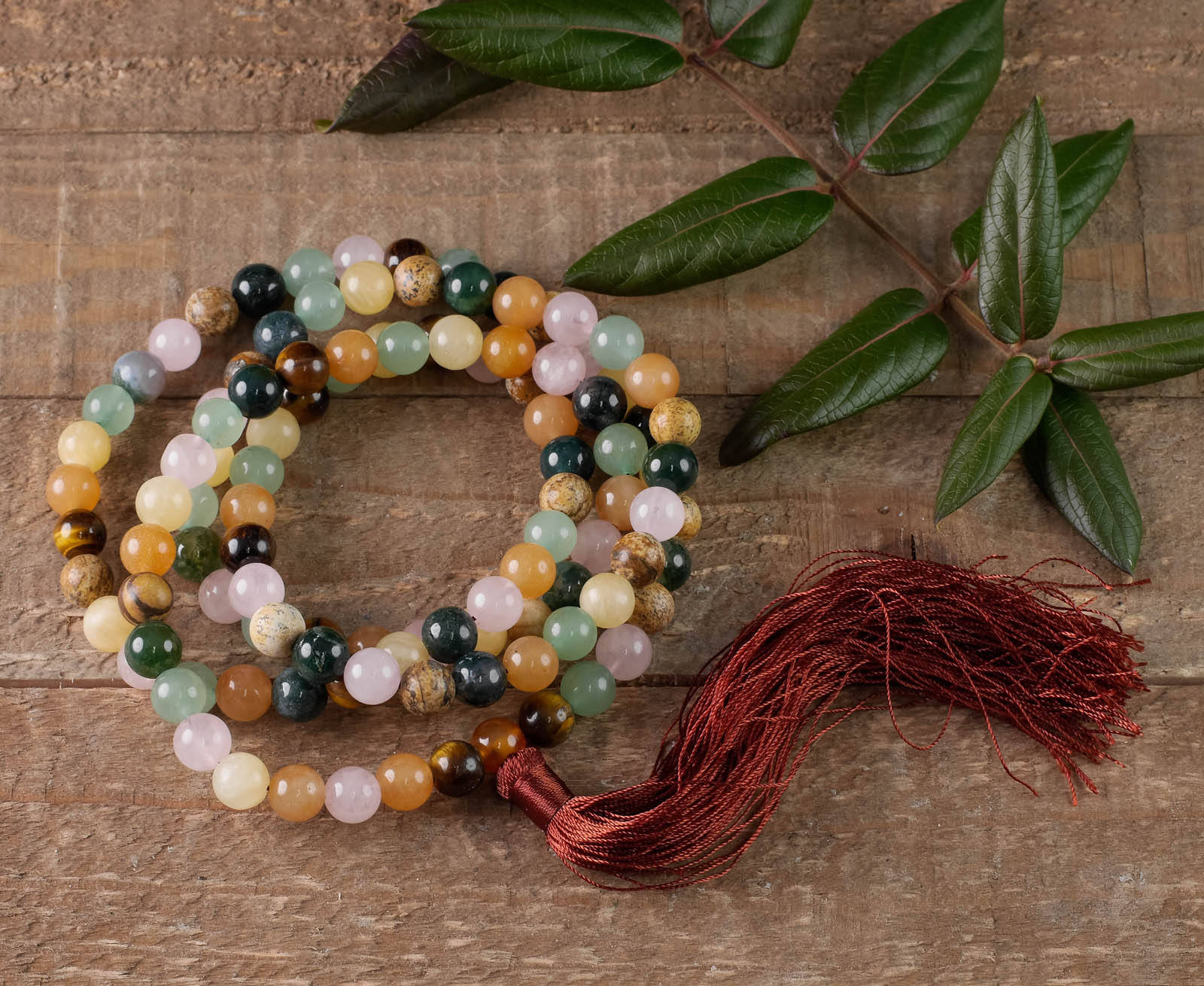 Handmade GEMSTONES Crystal Mala Necklace - Natural Healing Beaded Jewelry with Healing Crystals & Stones (E0669) | Meditation, Yoga Accessory & Spiritual Gift