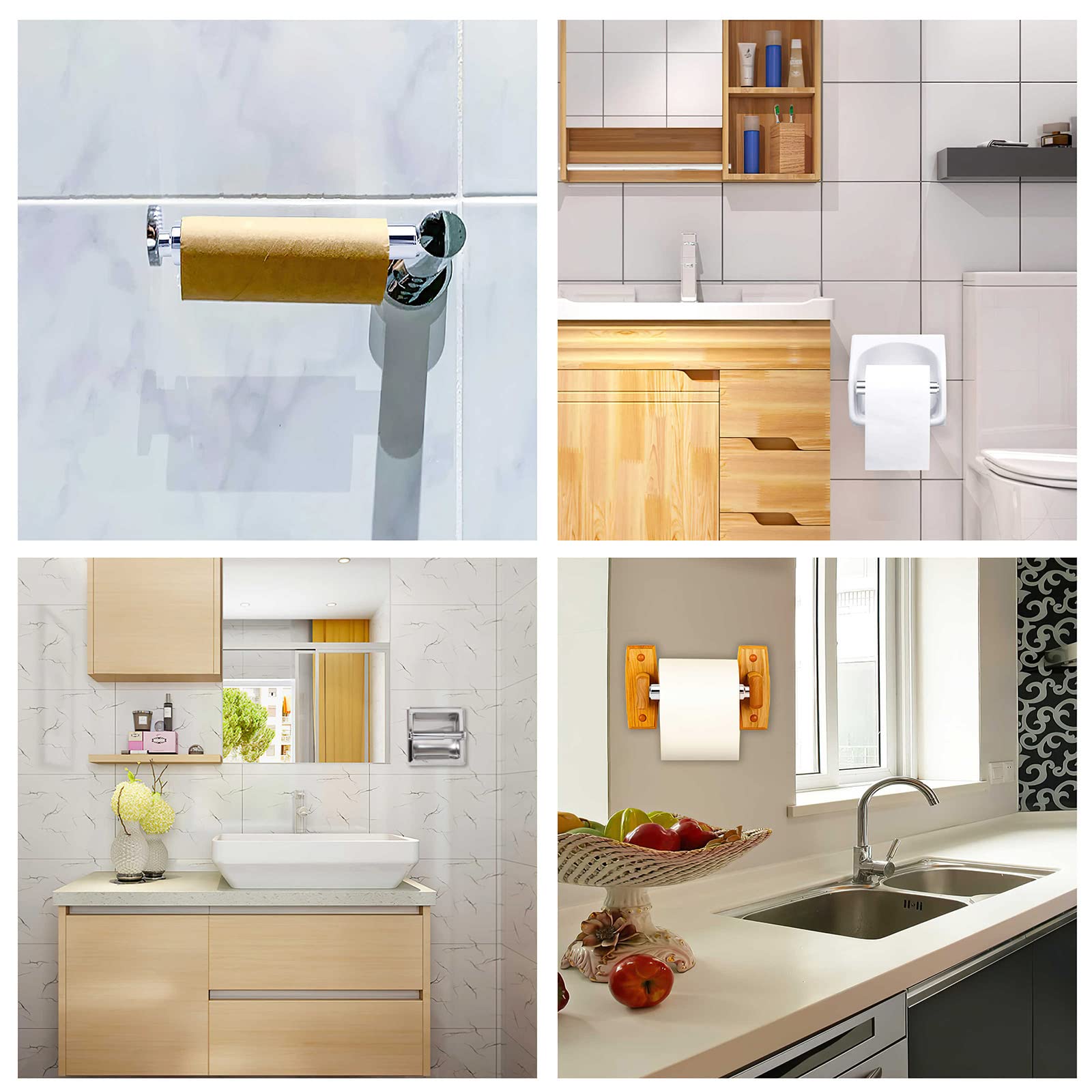 2-Pack Roller Toilet Paper Holder - Wall Mounted Bathroom Tissue Dispenser for Home, Office & RV Use