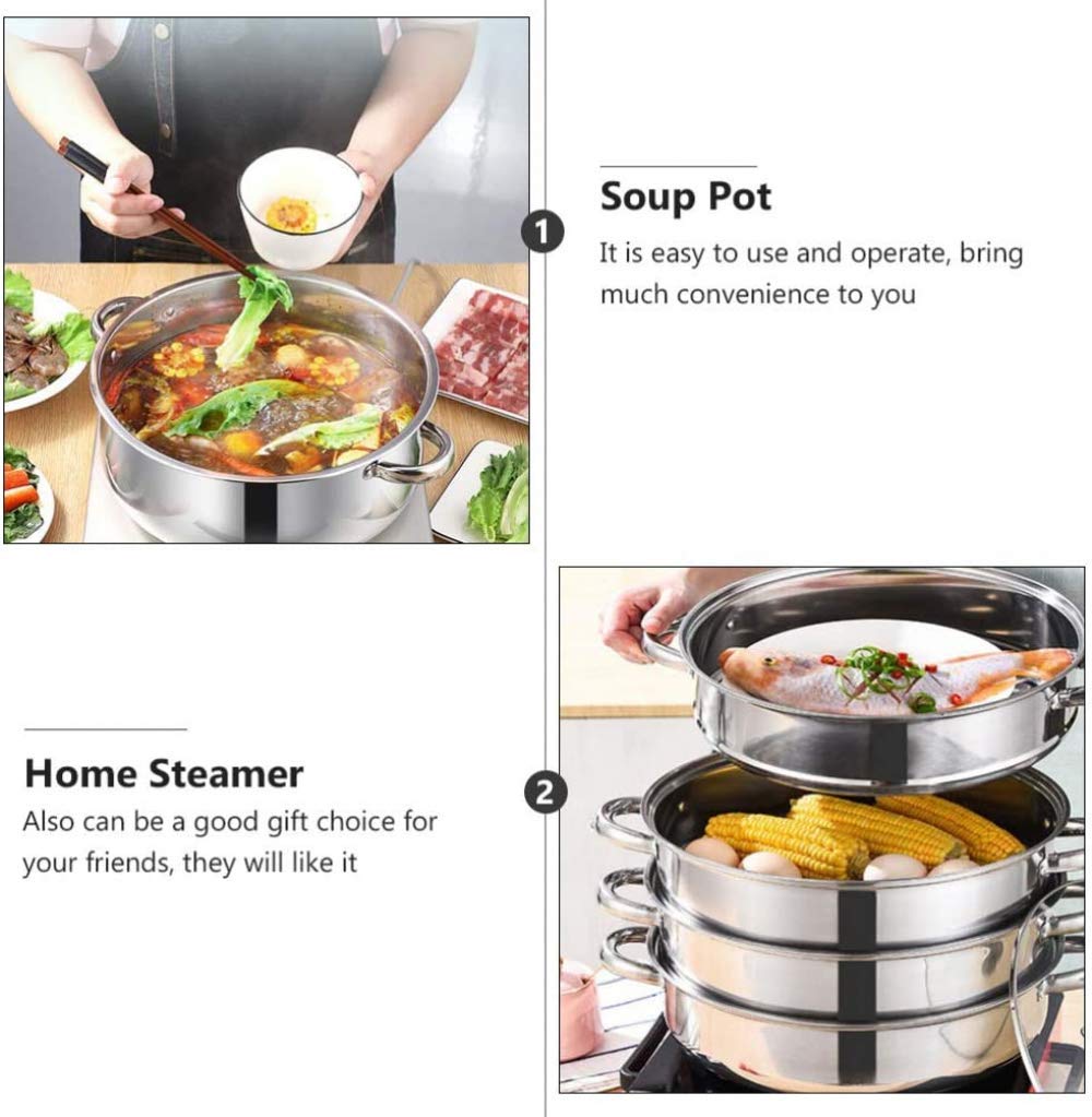 Premium Stainless Steel Steamer Pot Set - 2/3/4 Tier Stackable Bamboo Basket for Healthy Cooking | Multi-Purpose Kitchen Cookware for Vegetables, Dumplings & Seafood | Perfect for Asian Cuisine, Meal Prep & Family Dinners