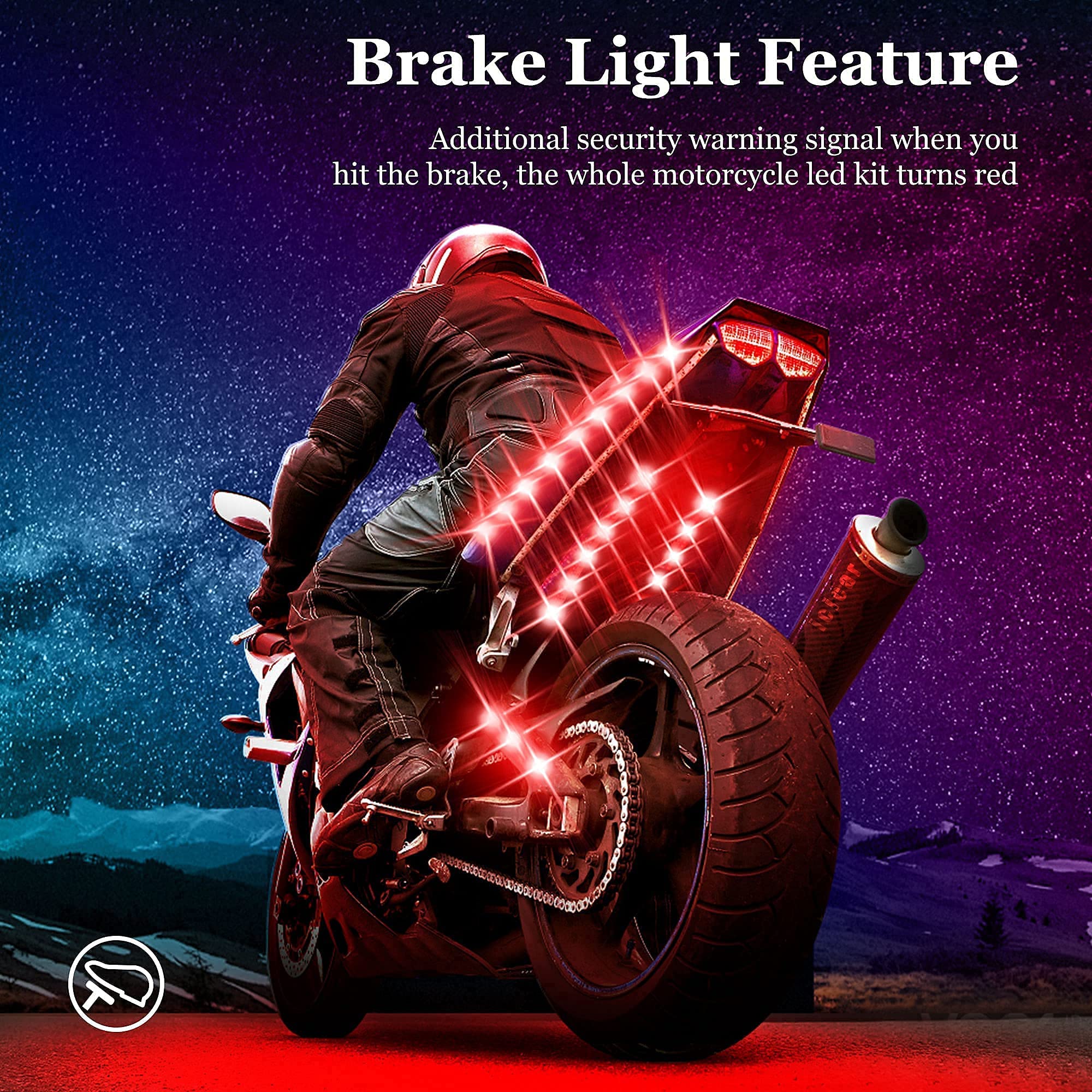 12PCS Motorcycle LED Underglow Kit - App Controlled, Music Sync, Brake Alert, Waterproof, Dual Remote for UTV/ATV/Golf Cart - Perfect for Night Rides, Off-Road Adventures & Custom Bike Shows