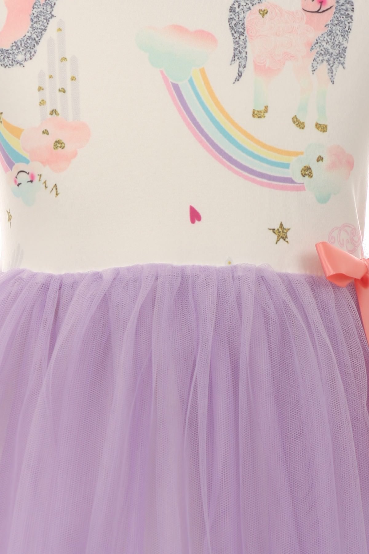 BluNight Girls' Unicorn Mesh Cap Sleeve Dress - Floral Summer Party Dress for Toddlers & Kids | Perfect for Birthday Parties, Photo Shoots & Special Occasions